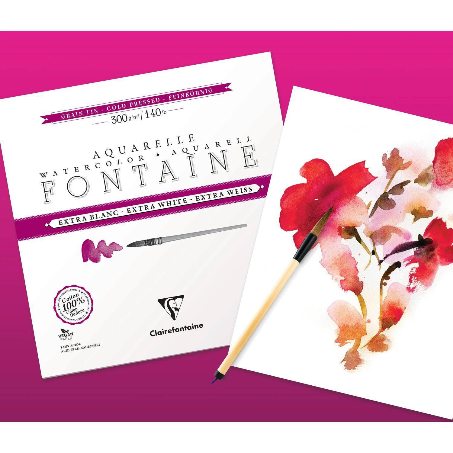 Clairefontaine Aquarellpapier 5 Blatt Bogen mit 4-seitigem Büttenrand - 976053C
