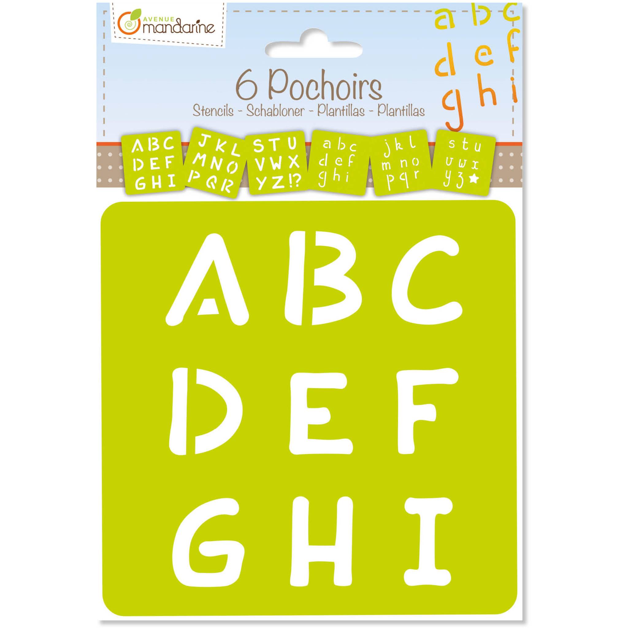 Avenue Mandarine 3x 6-teiliges Schablonenset für Kinder, Alphabet Orange 42450MD