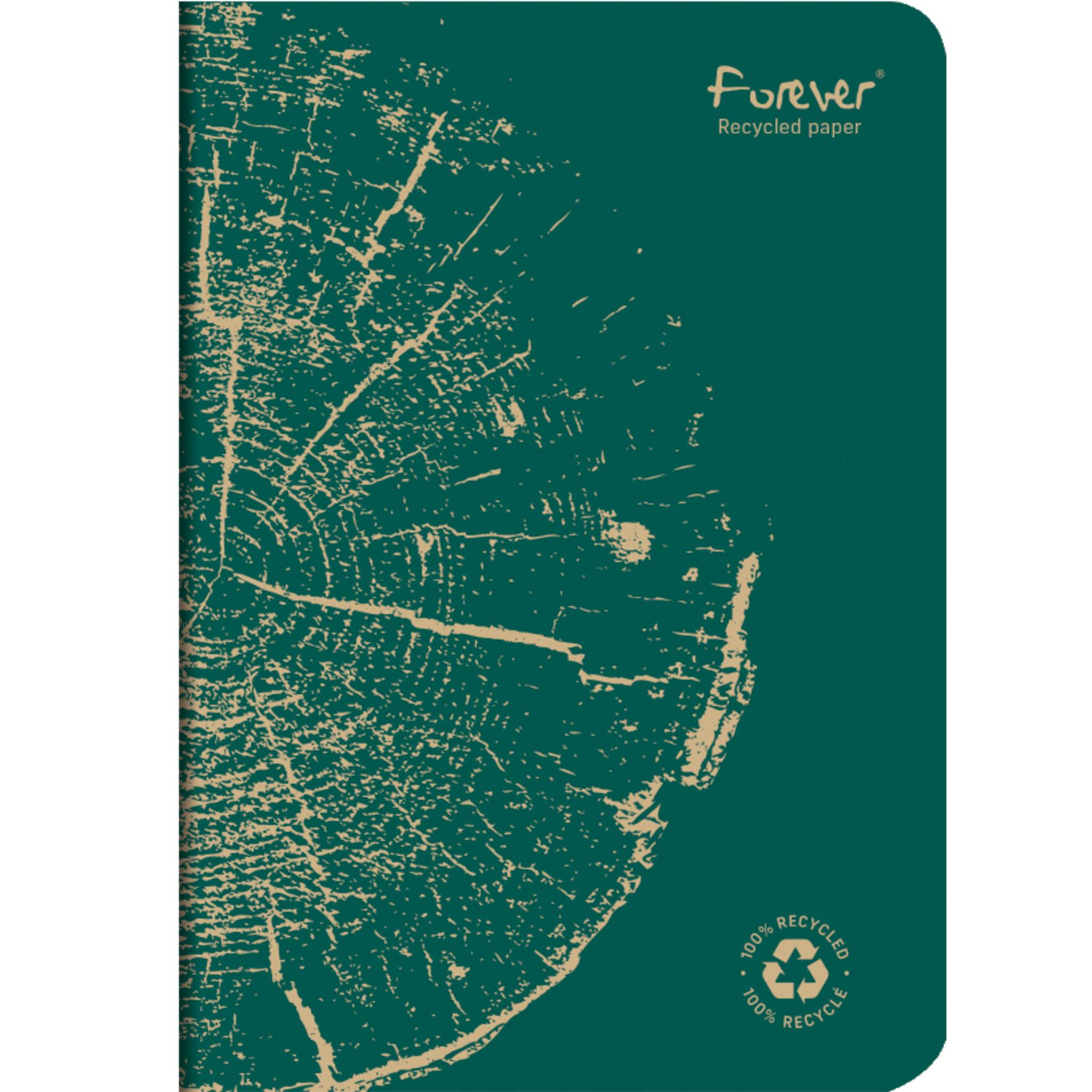 Forever 5x Notizheft A5, 48 Bl liniert Weißes RC Papier 90g - Tannengrün 684861C