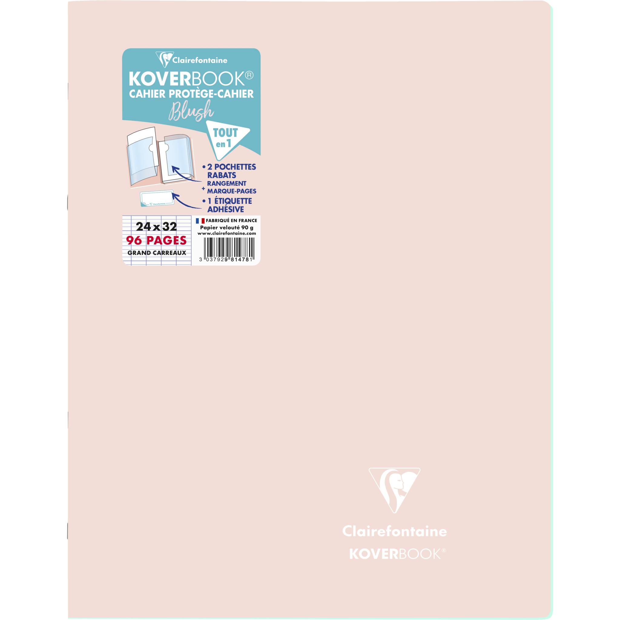 Clairefontaine 10x Koverbook Heft 24x32cm, 48 Blatt 90g Puderrosa/Minze 981478C