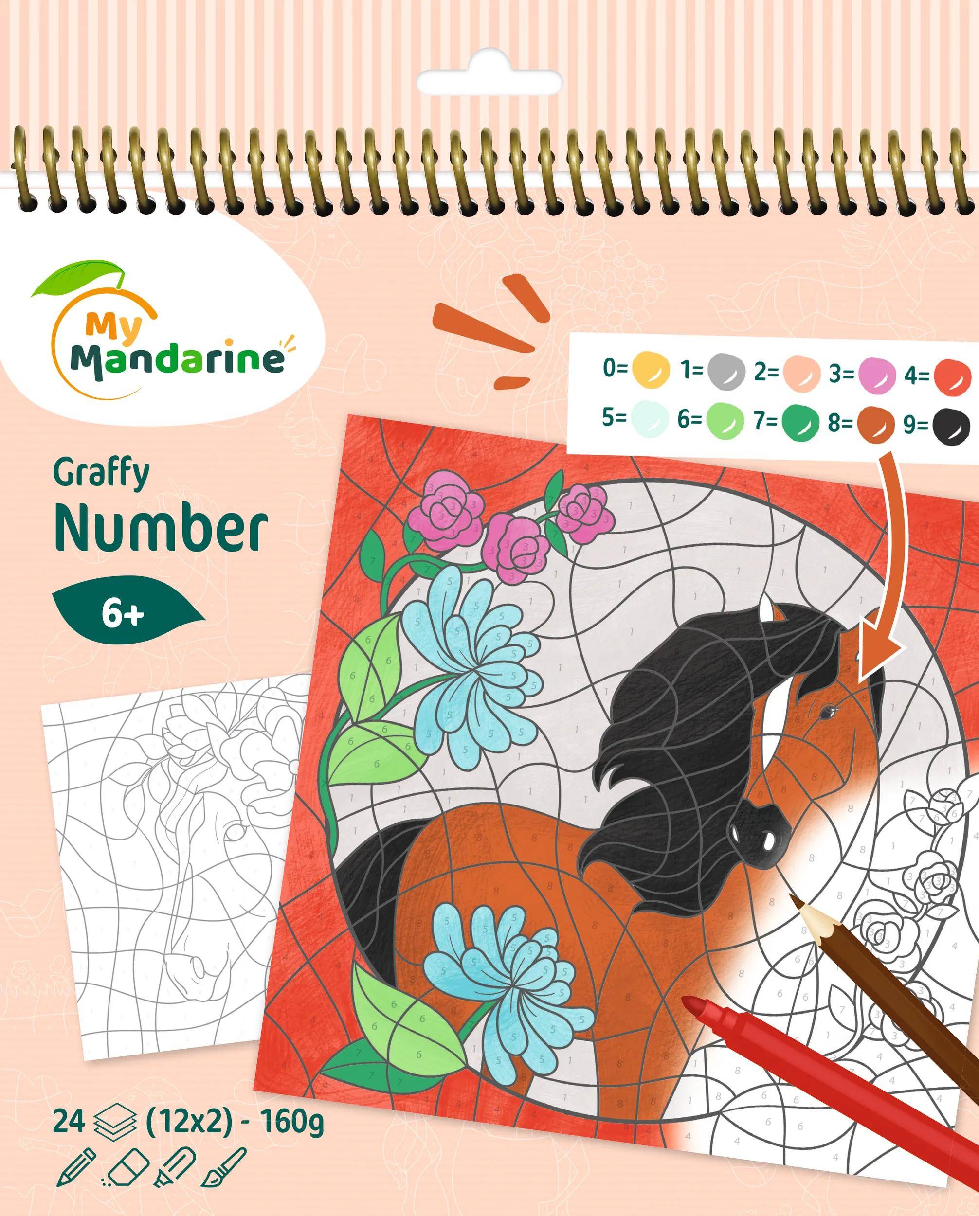 Avenue Mandarine 5x Graffy Pop Number, Pferde - Mehrfarbig GY109C