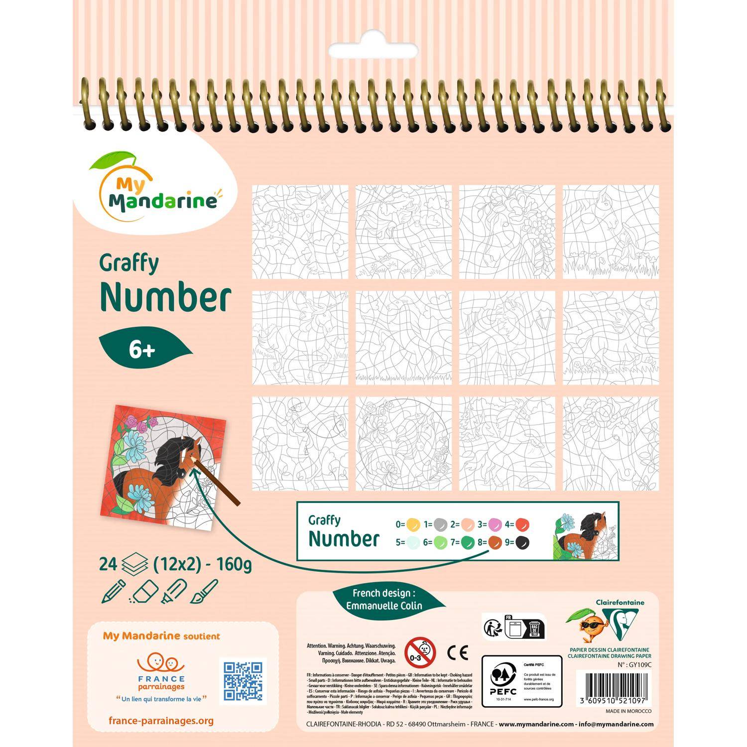 Avenue Mandarine 5x Graffy Pop Number, Pferde - Mehrfarbig GY109C