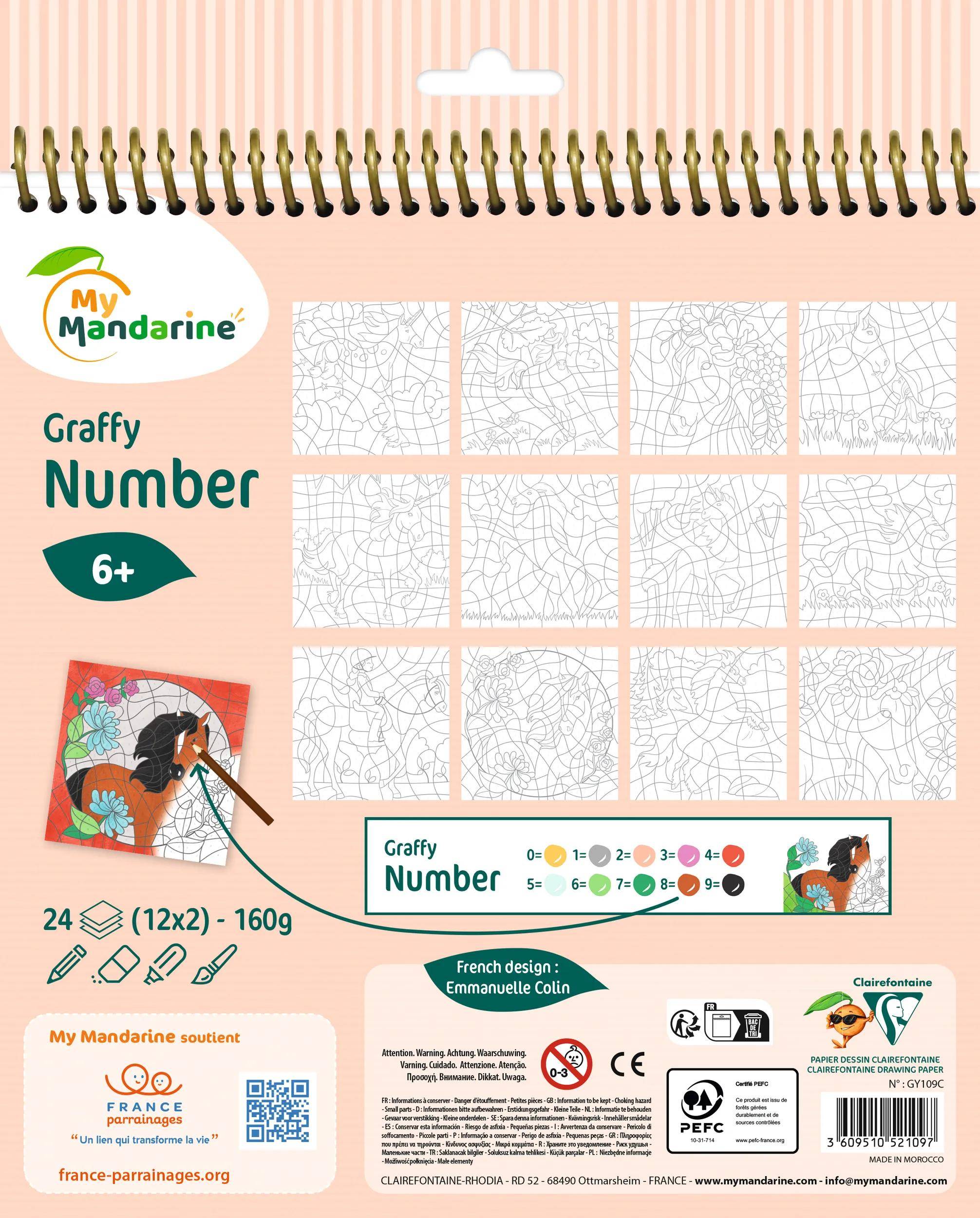 Avenue Mandarine 5x Graffy Pop Number, Pferde - Mehrfarbig GY109C