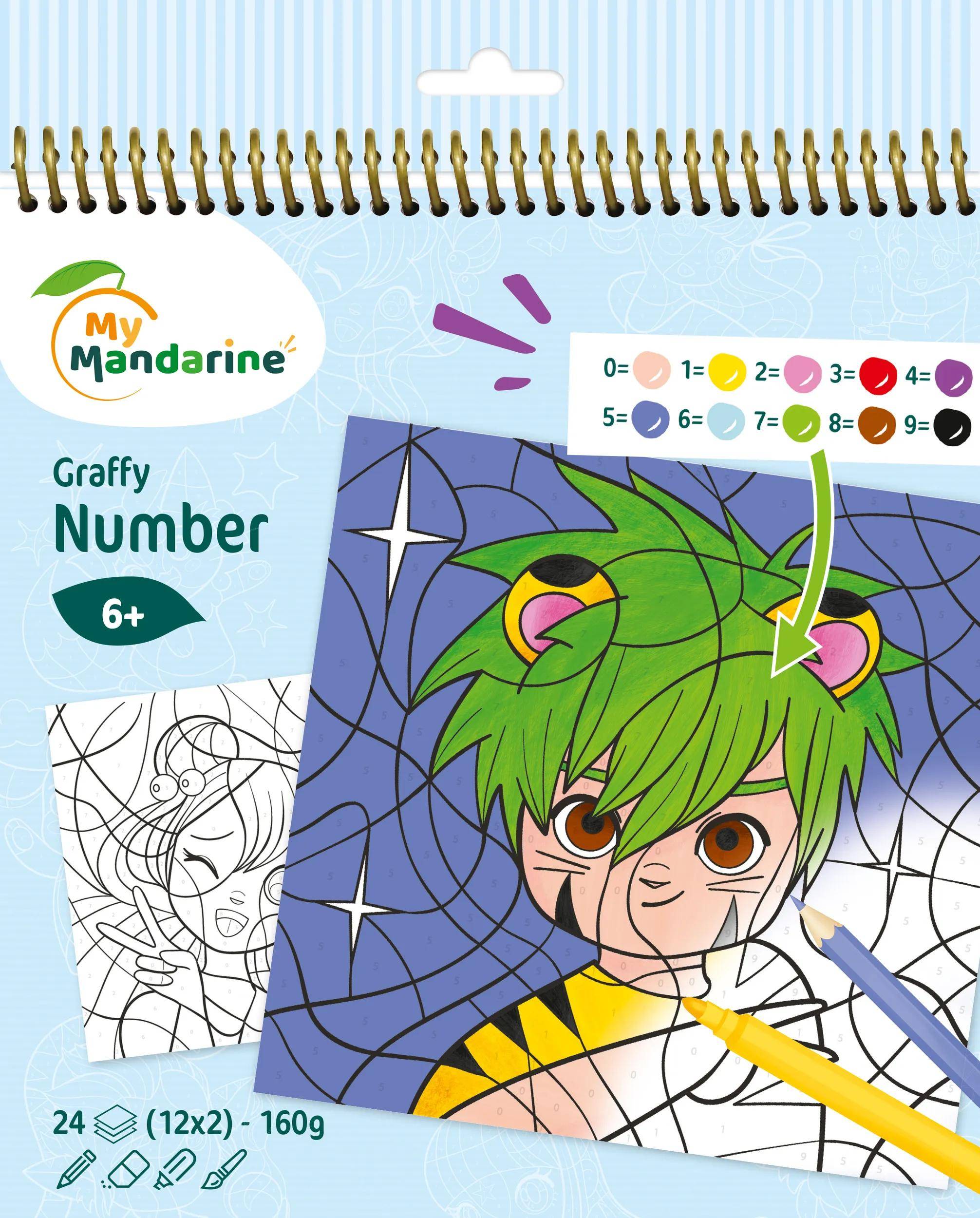 Avenue Mandarine 5x Graffy Pop Number, Manga - Mehrfarbig GY108C