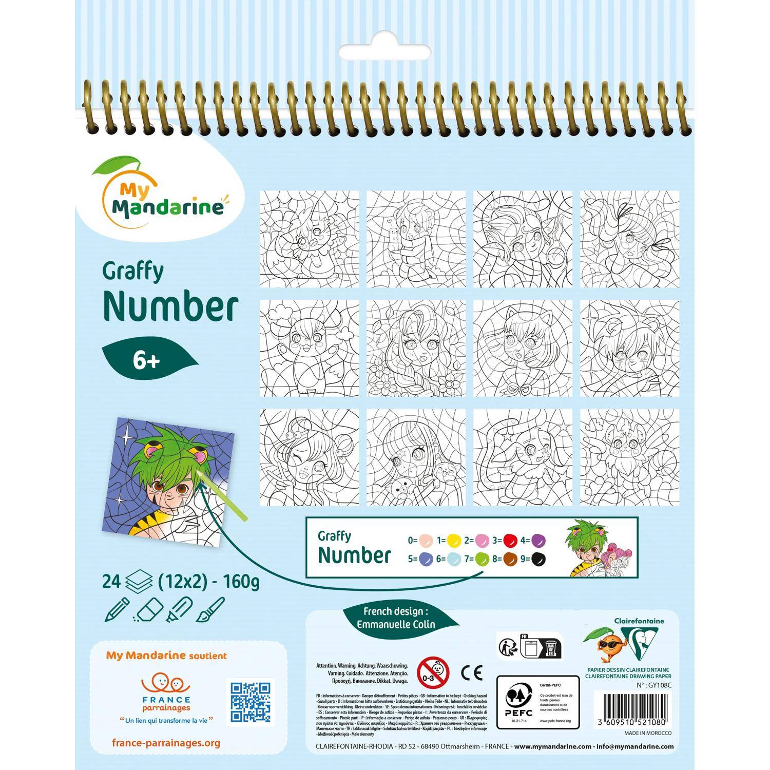 Avenue Mandarine 5x Graffy Pop Number, Manga - Mehrfarbig GY108C