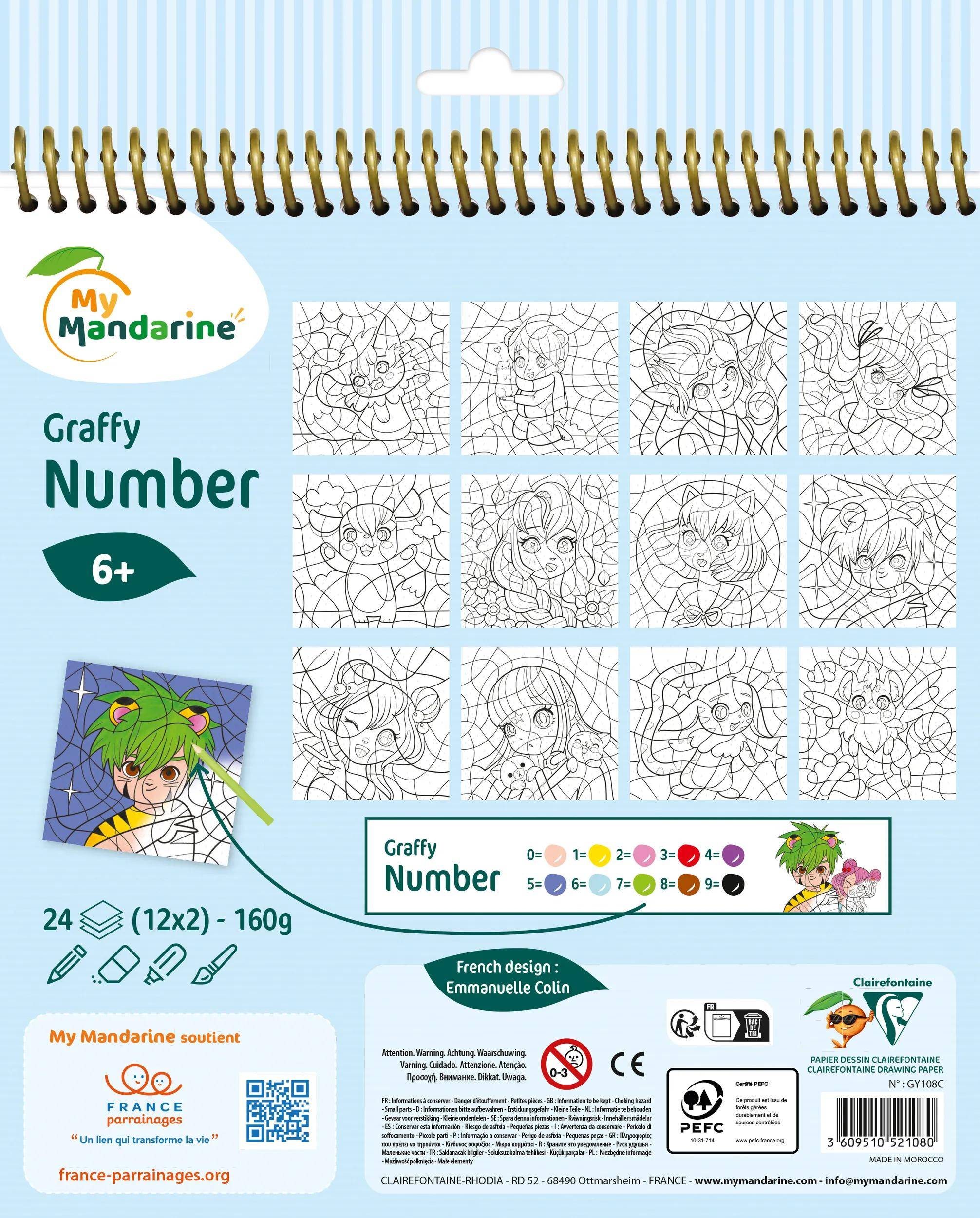 Avenue Mandarine 5x Graffy Pop Number, Manga - Mehrfarbig GY108C