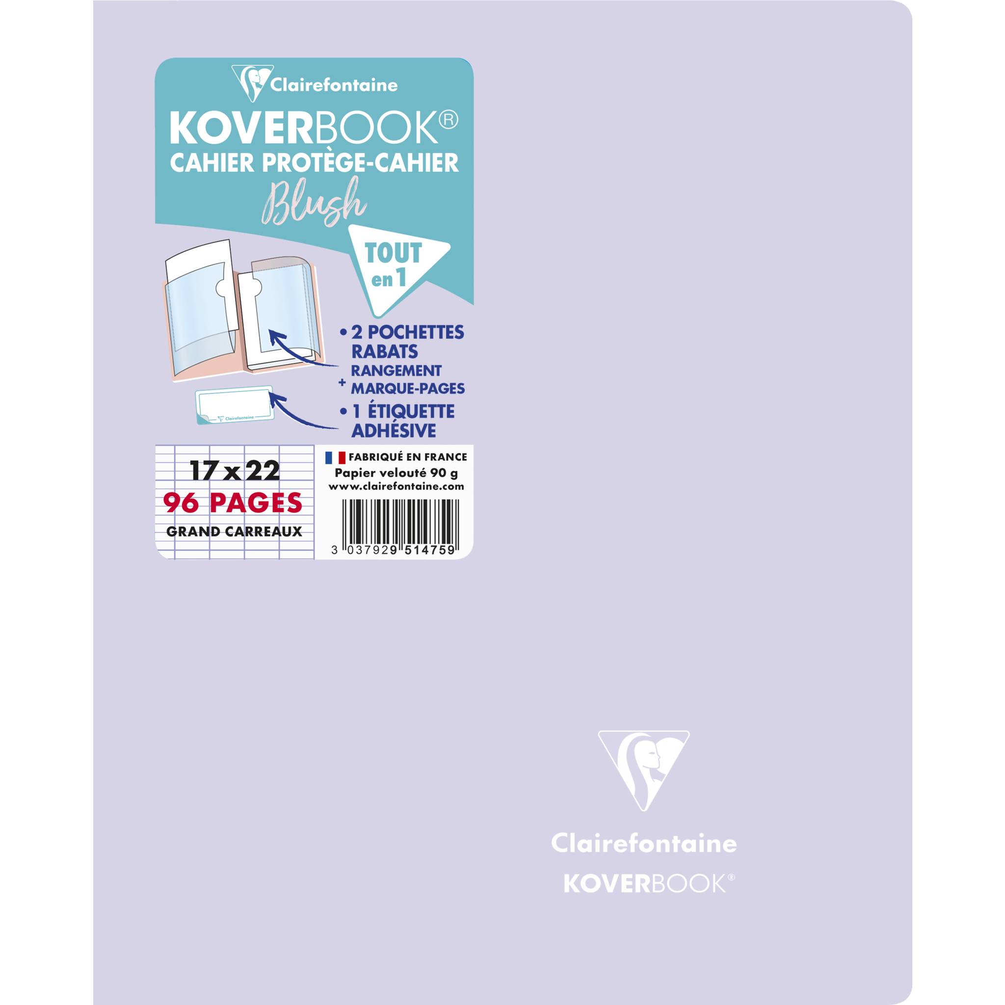 Clairefontaine 10x Koverbook Heft 17x22cm, 48 Blatt Flieder/limettengrün 951475C