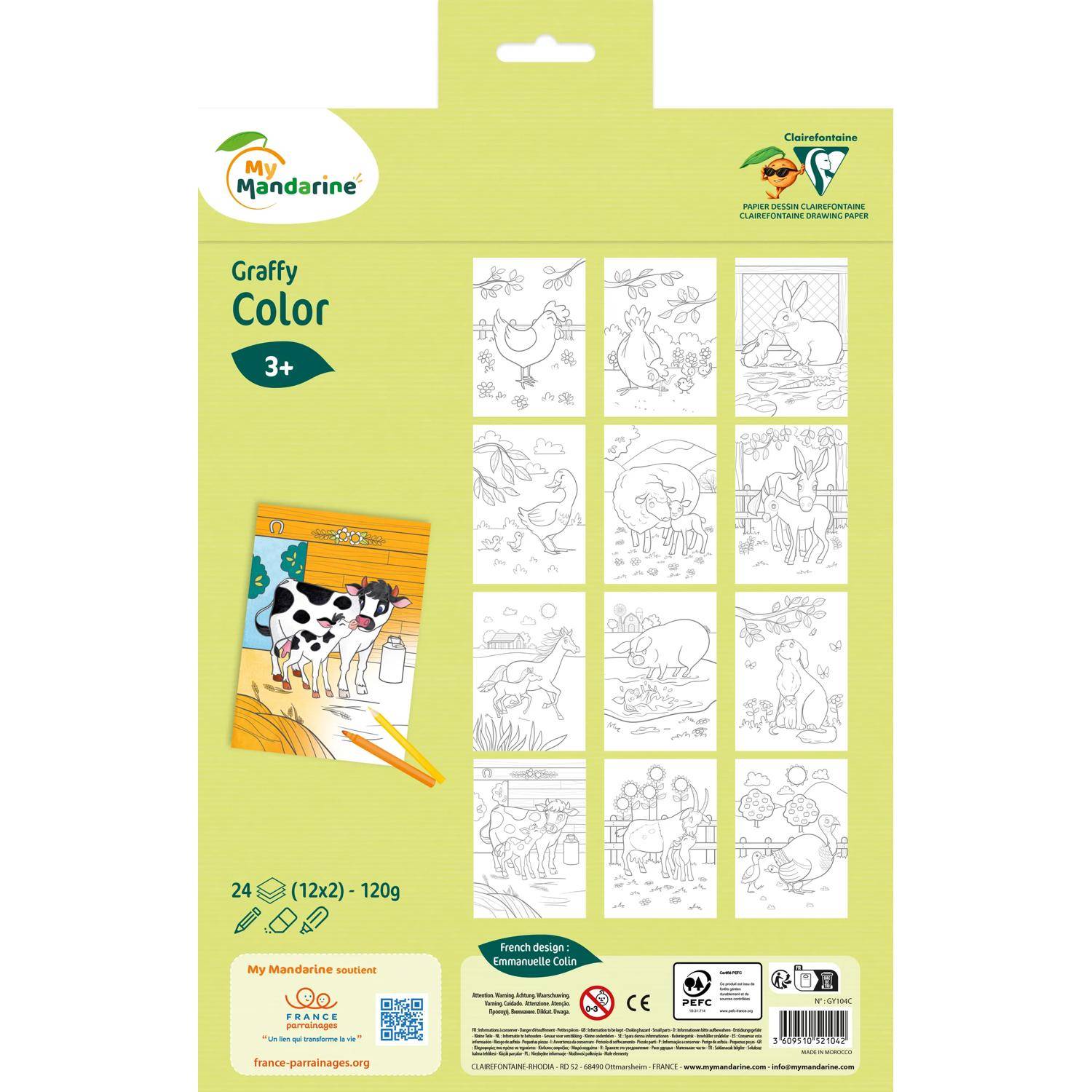 Avenue Mandarine 5x Graffy Color, Tiere Mutter/Kind Mehrfarbig GY104C