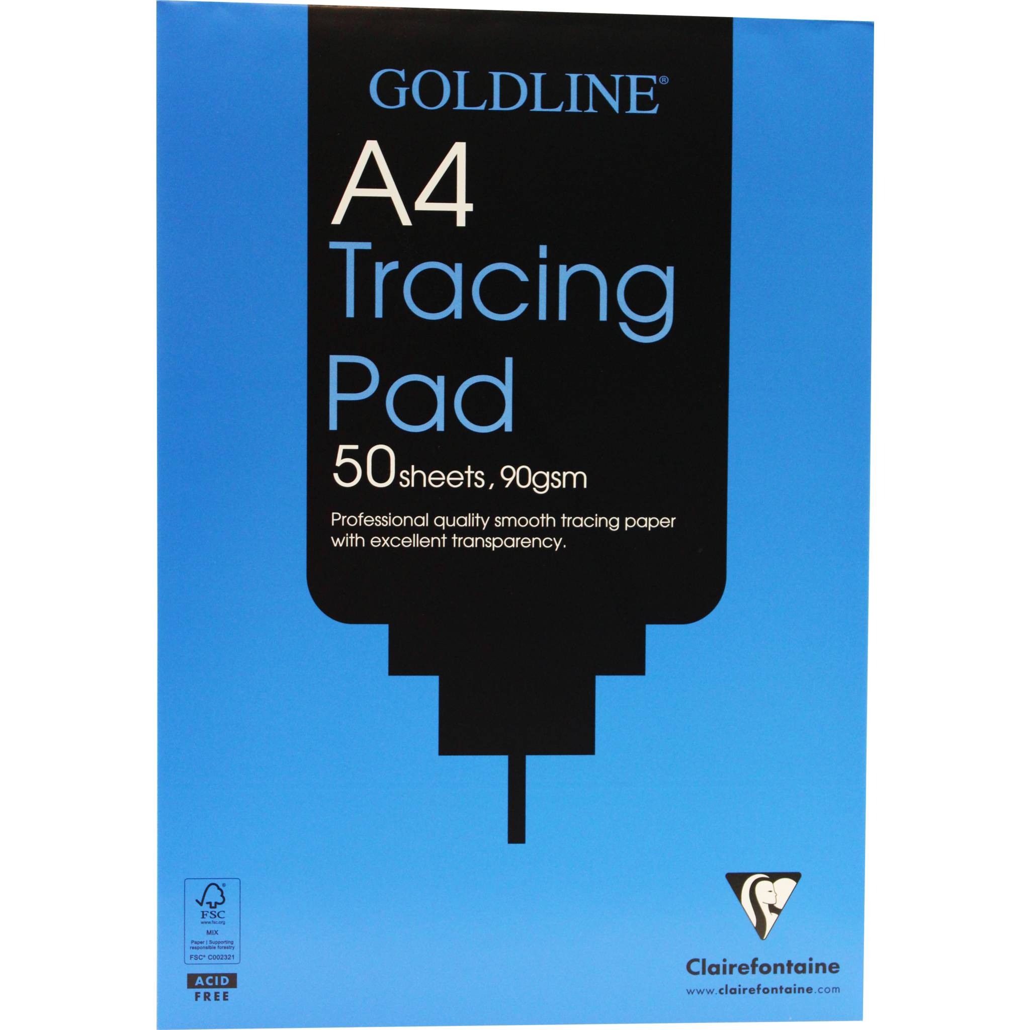 Clairefontaine 5x Goldline Transparentpapier Block geleimt, 50 Bl A4 90g GPT1A4Z