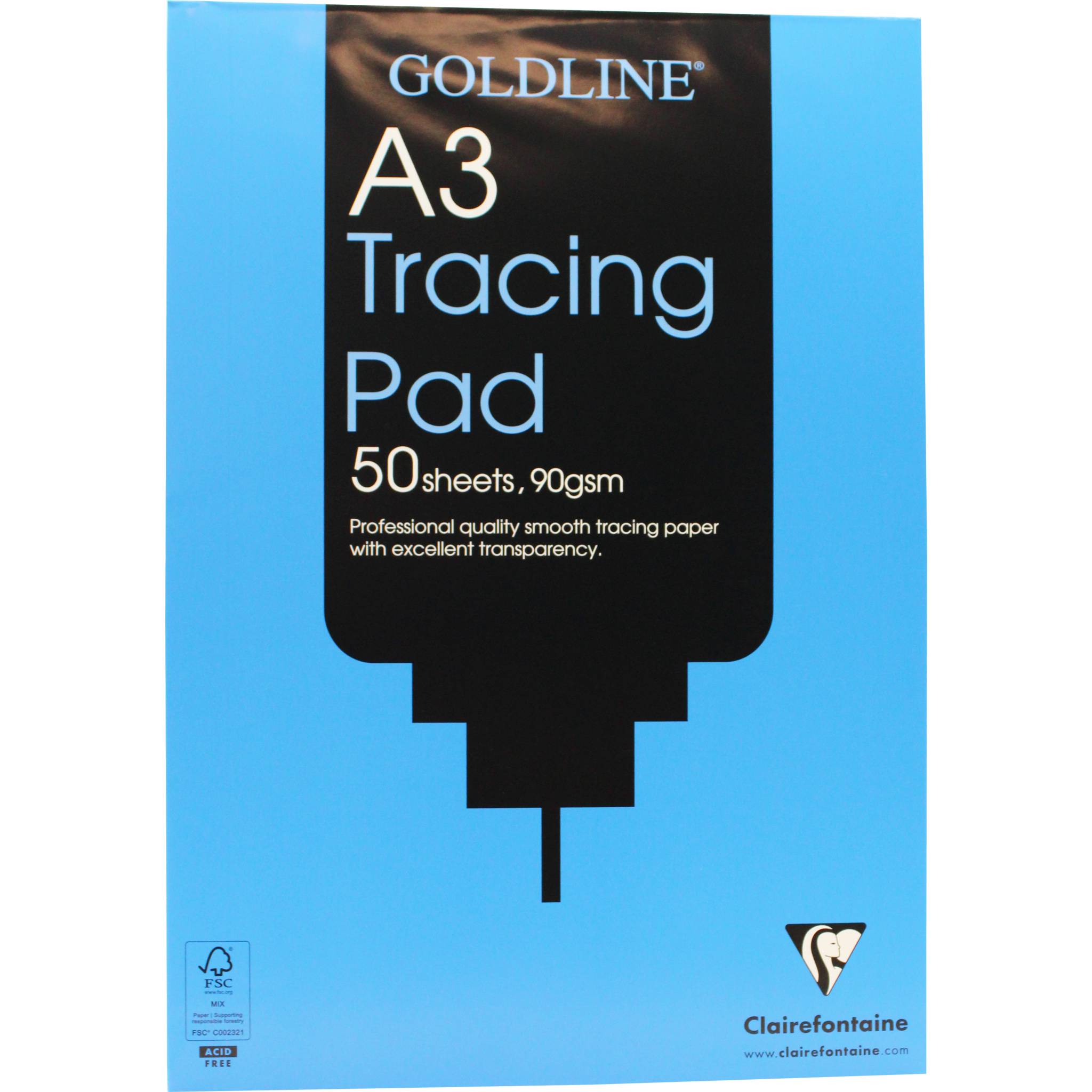 Clairefontaine 5x Goldline Transparentpapier Block geleimt, 50 Bl A3 90g GPT1A3Z