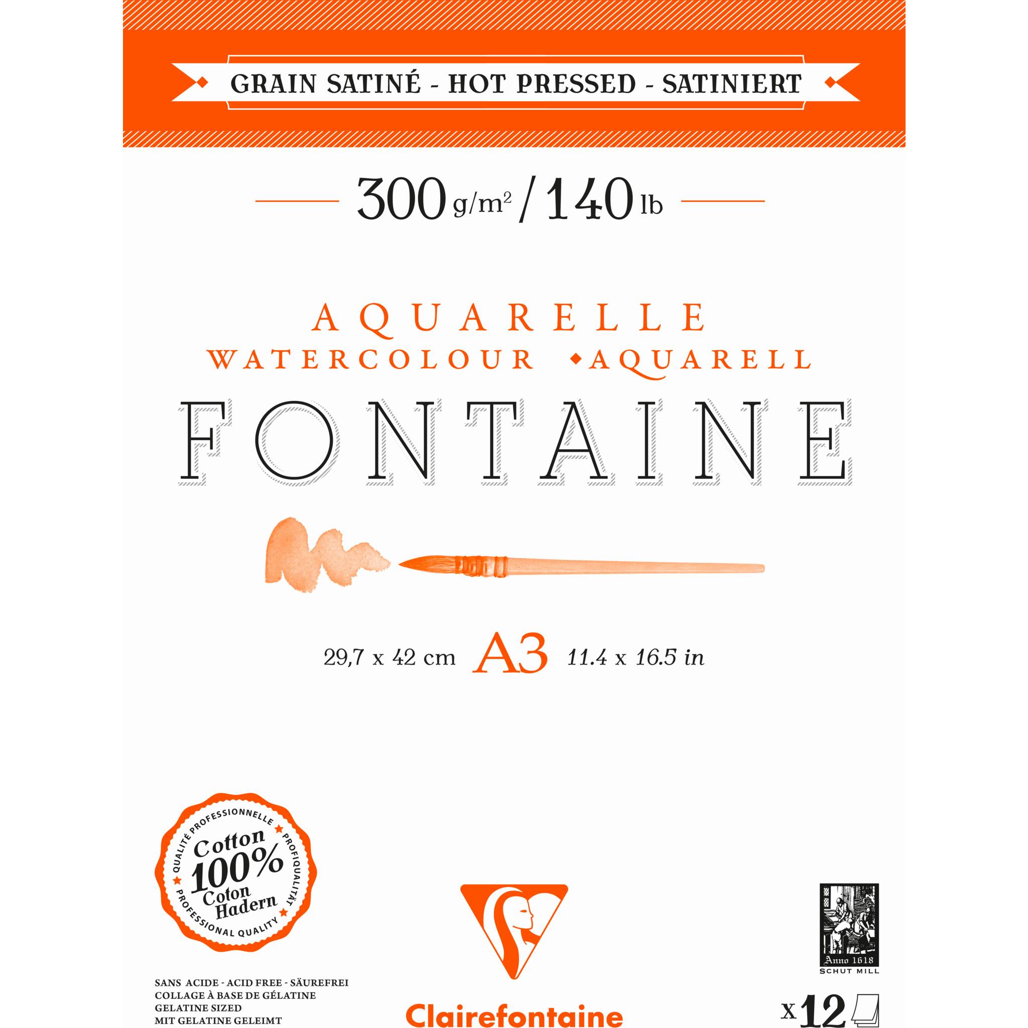 Clairefontaine 5x Aquarellblock 2-seitig geleimt, A3, 12 Blatt weiß 975951C