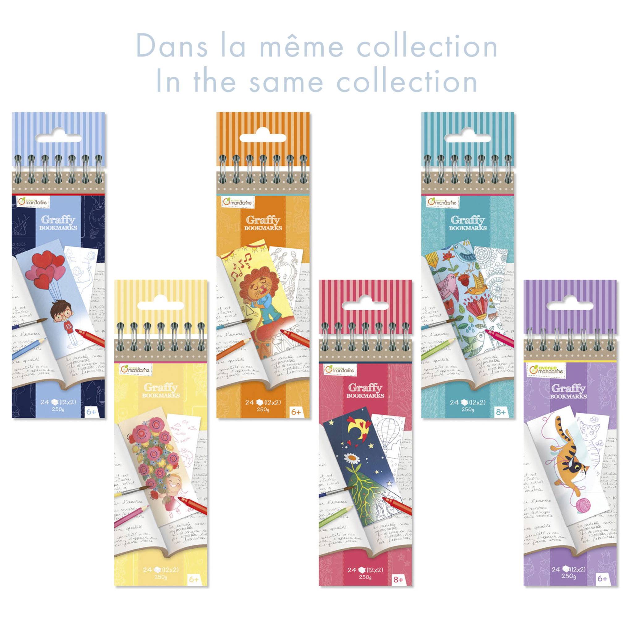 Avenue Mandarine 5x Graffy Bookmark, Katzen GY100C