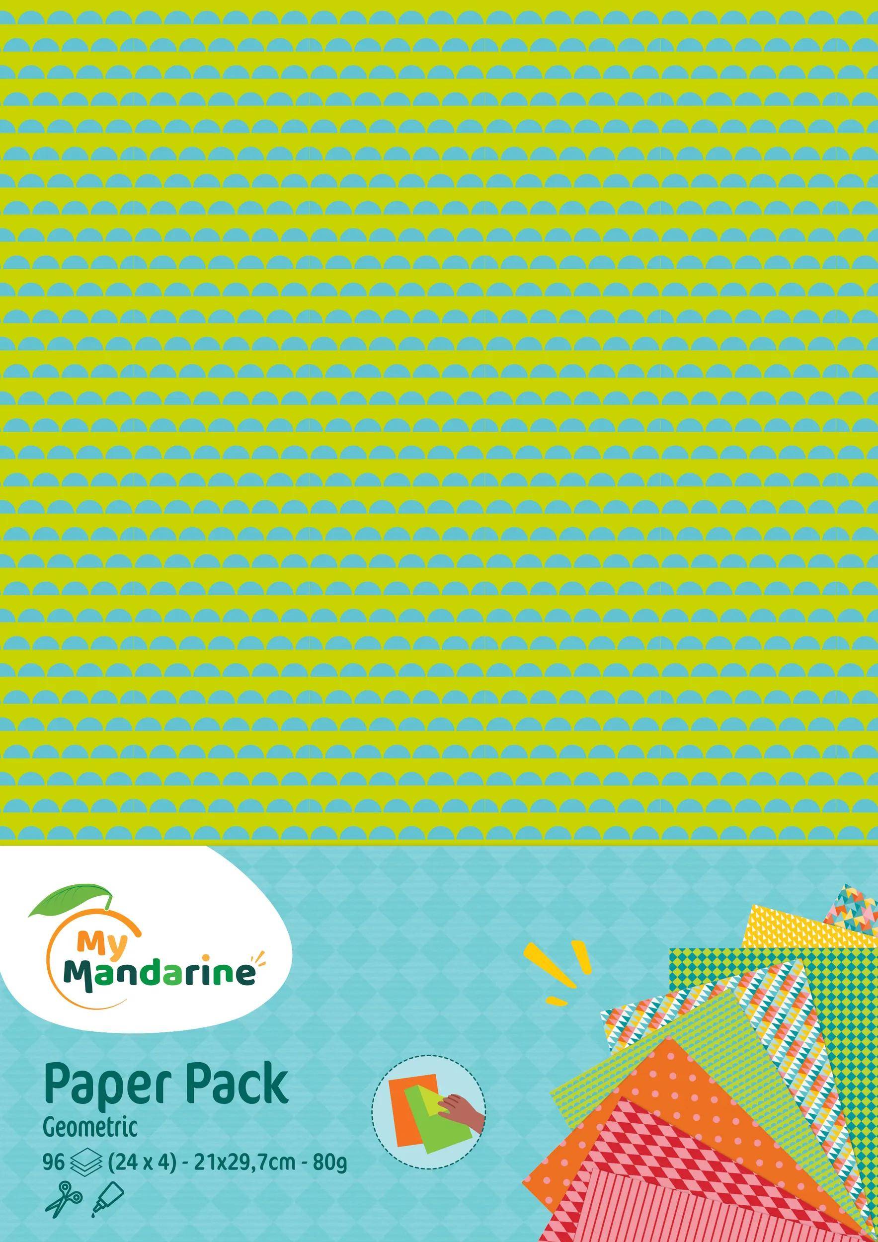 Avenue Mandarine 3x Paper Pack, A4, Geometric - Mehrfarbig CC058C