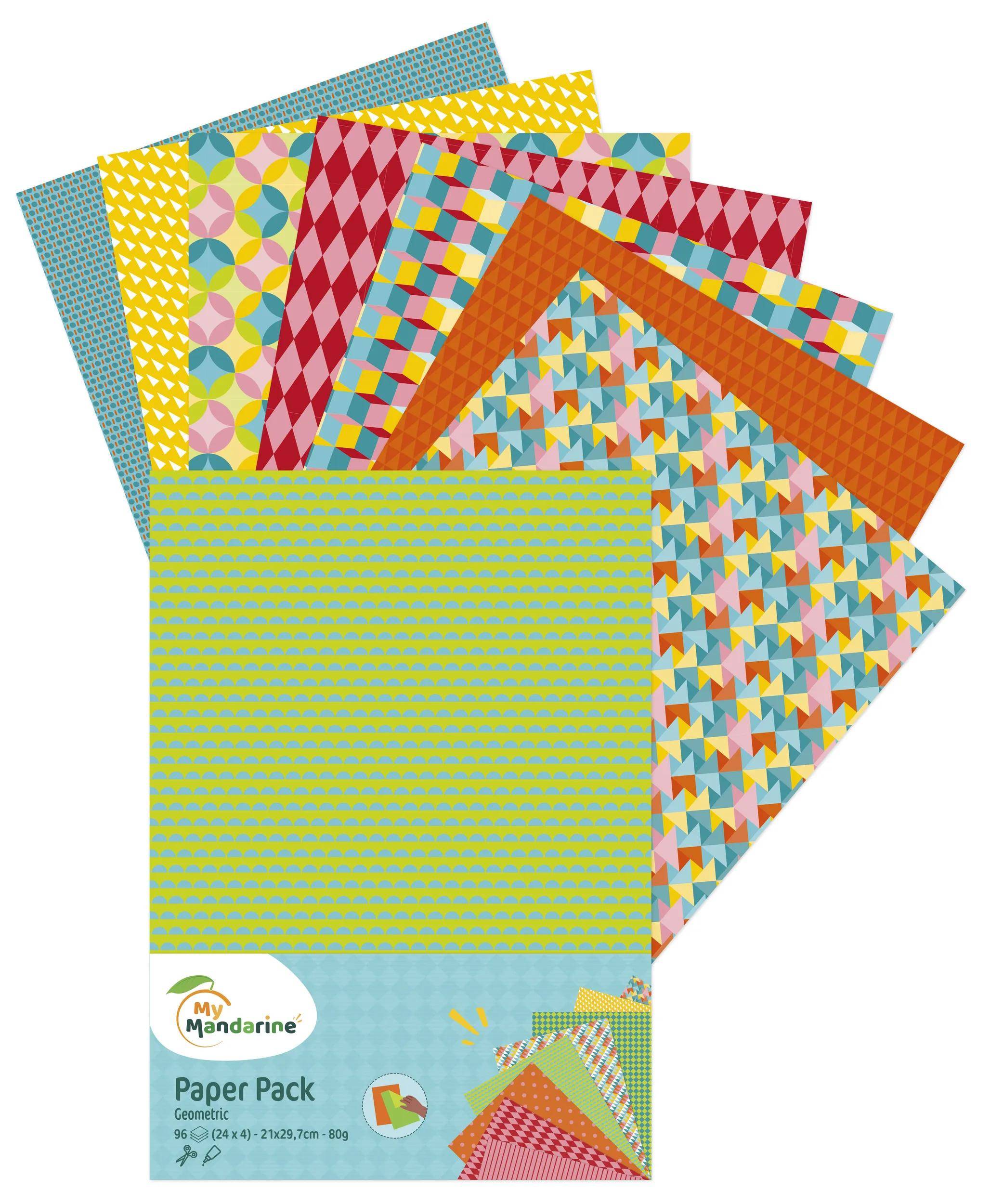 Avenue Mandarine 3x Paper Pack, A4, Geometric - Mehrfarbig CC058C