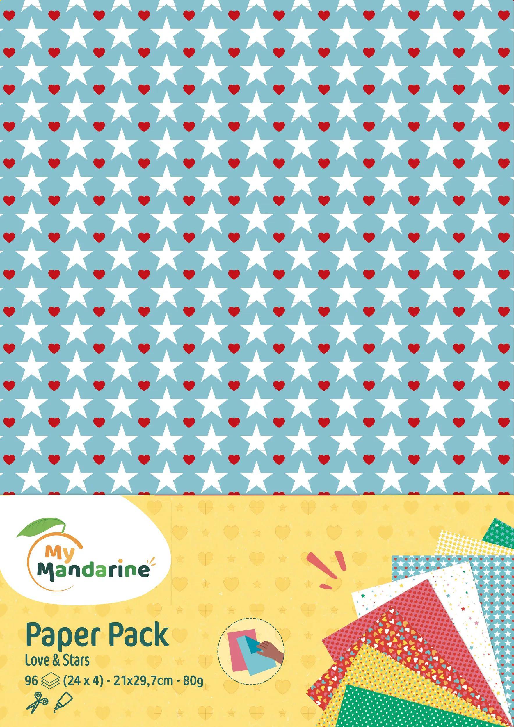 Avenue Mandarine 3x Paper Pack, A4, Love Love & Stars - Mehrfarbig CC057C