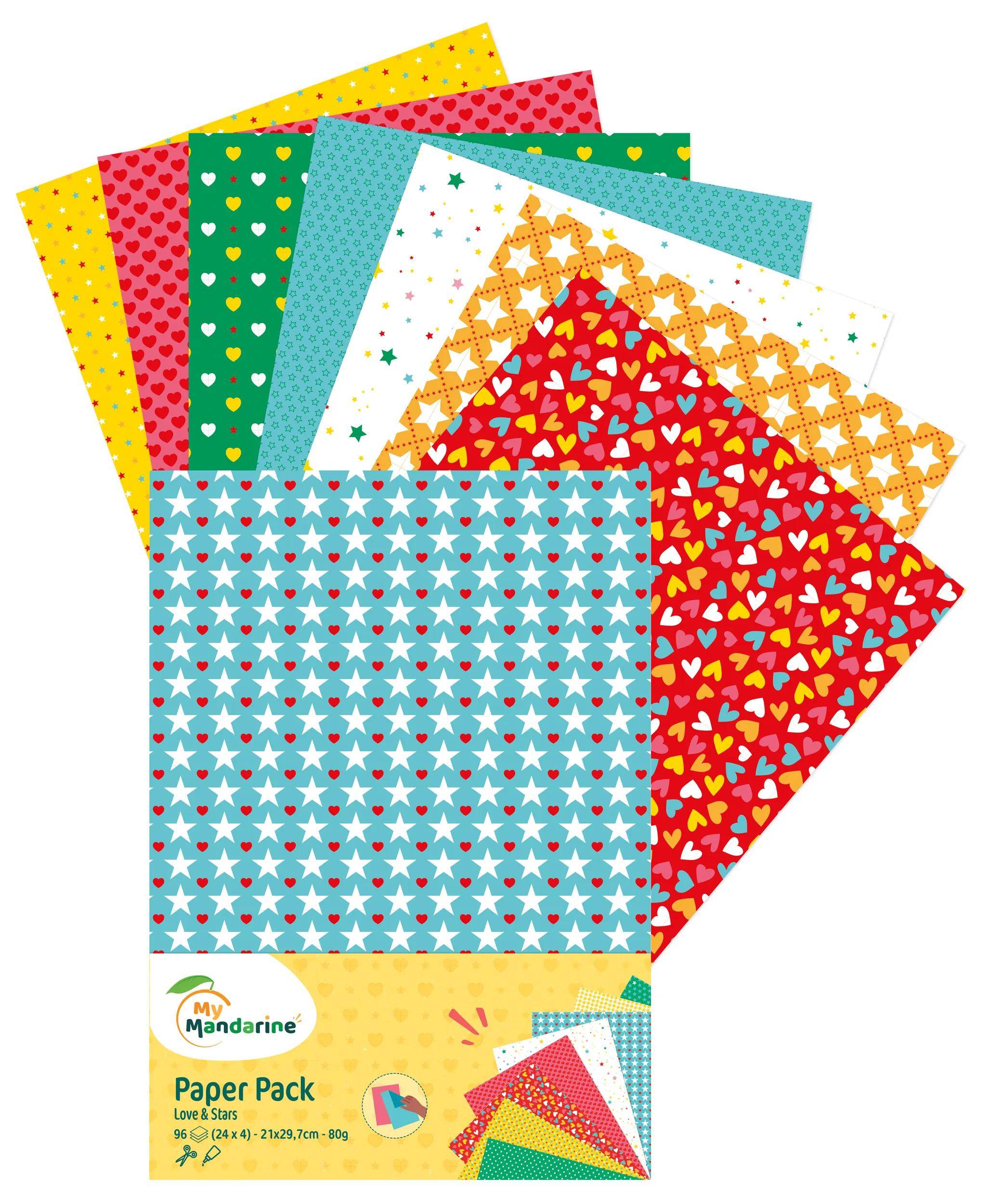 Avenue Mandarine 3x Paper Pack, A4, Love Love & Stars - Mehrfarbig CC057C