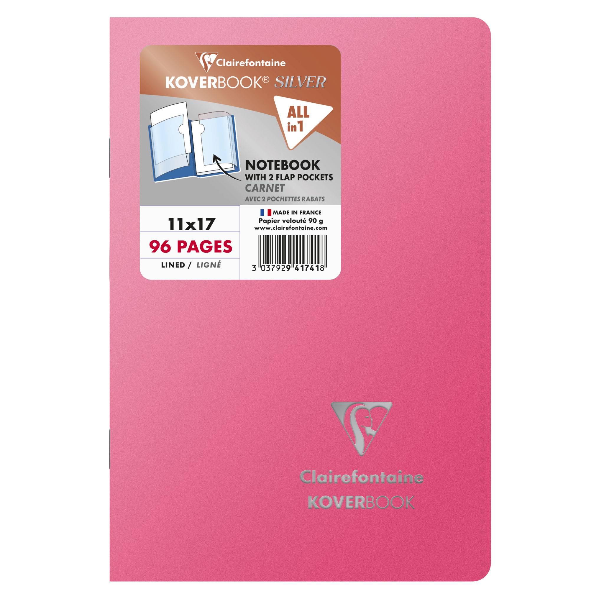Clairefontaine 10x Koverbook Silver 11x17, 48 Blatt lin. sortiert 941741C