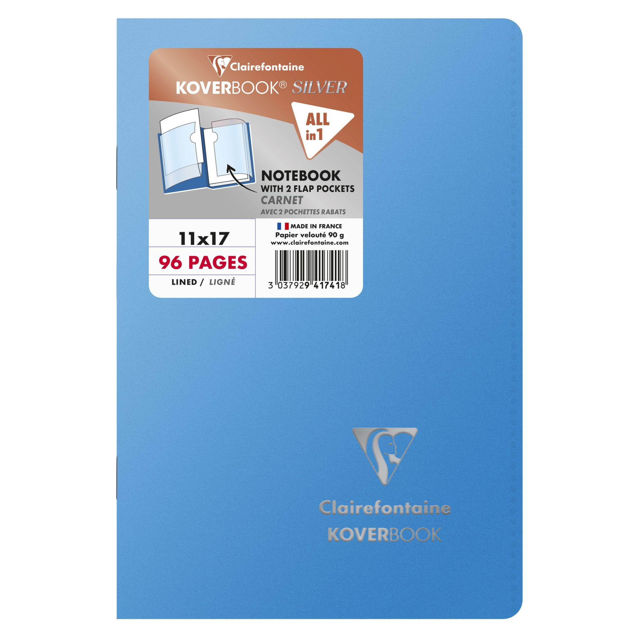 Clairefontaine 10x Koverbook Silver 11x17, 48 Blatt lin. sortiert 941741C