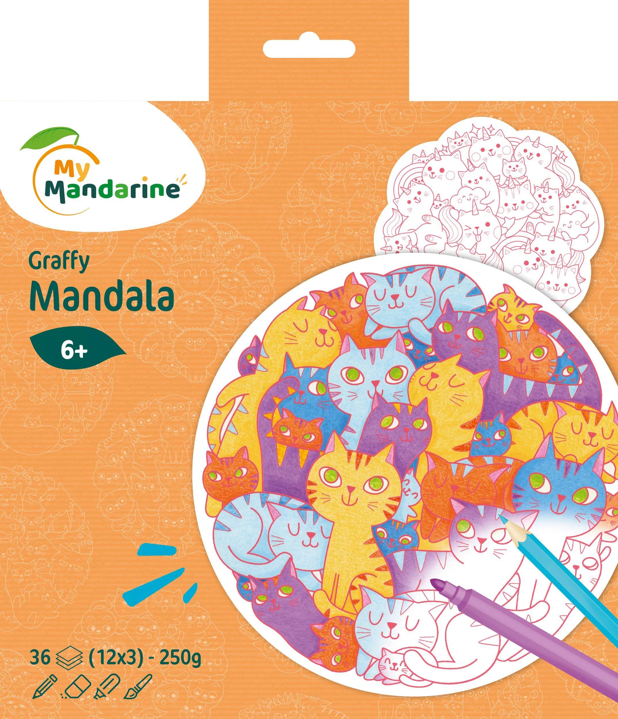 Avenue Mandarine 5x Graffy Mandala, Katzen-Durcheinander - Mehrfarbig GY142C