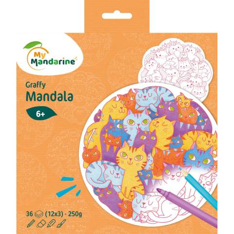 Avenue Mandarine 5x Graffy Mandala, Katzen-Durcheinander - Mehrfarbig GY142C