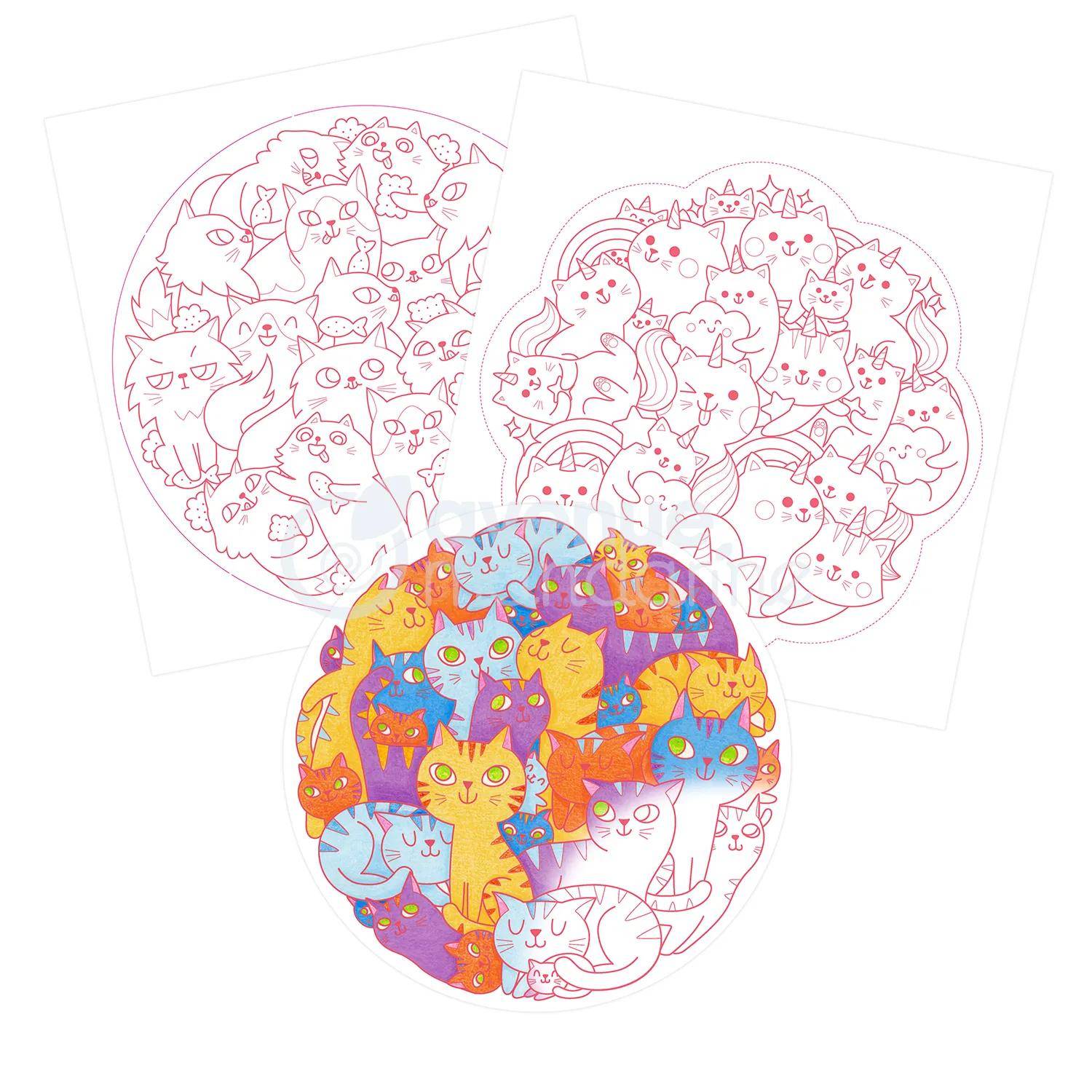 Avenue Mandarine 5x Graffy Mandala, Katzen-Durcheinander - Mehrfarbig GY142C