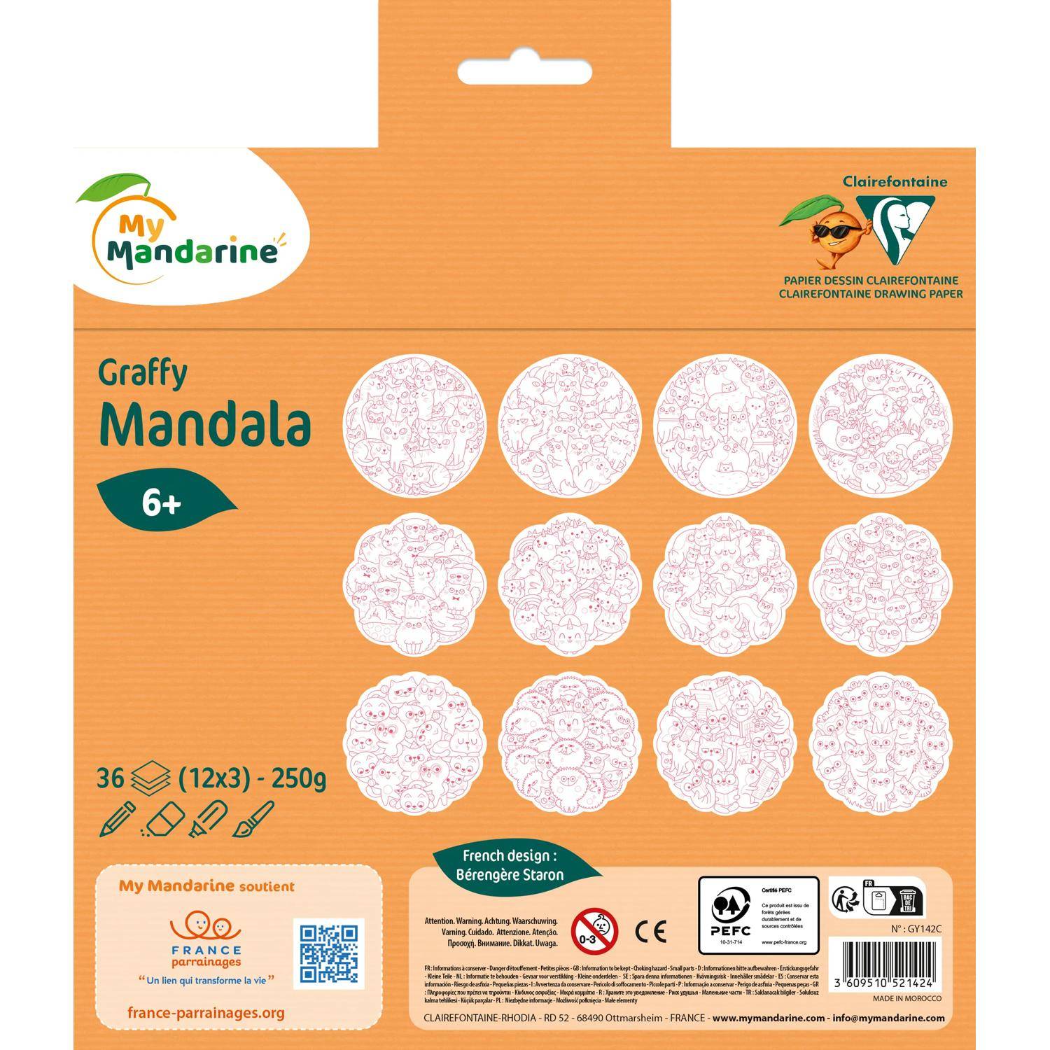 Avenue Mandarine 5x Graffy Mandala, Katzen-Durcheinander - Mehrfarbig GY142C