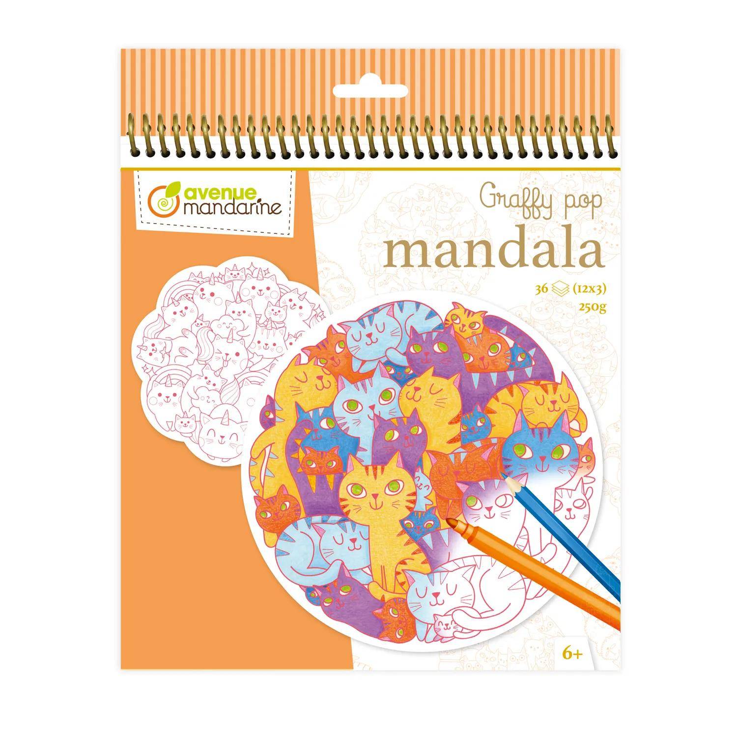 Avenue Mandarine 5x Graffy Mandala, Katzen-Durcheinander - Mehrfarbig GY142C
