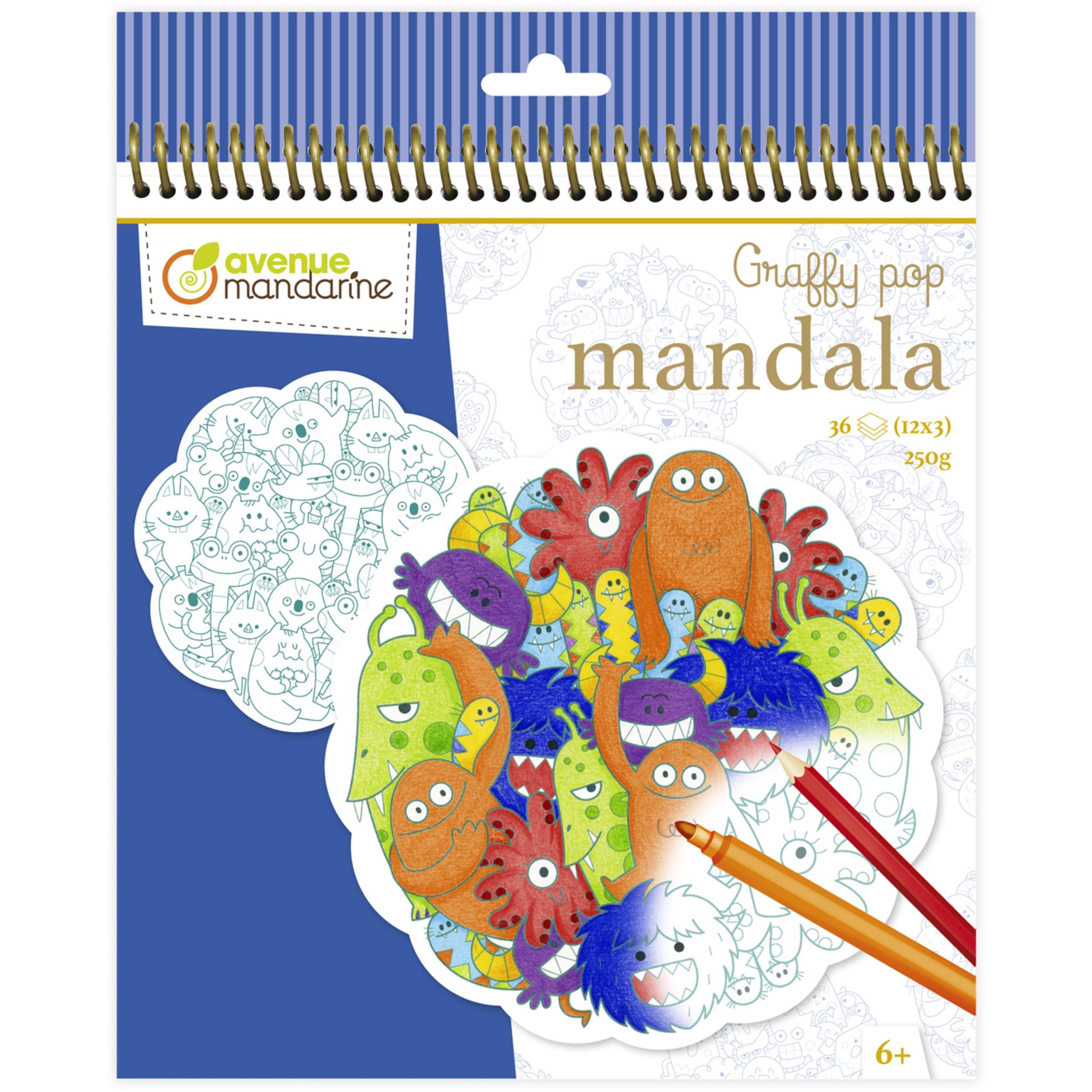 Avenue Mandarine 5x Graffy Mandala, Monster-Durcheinander - Mehrfarbig GY141C