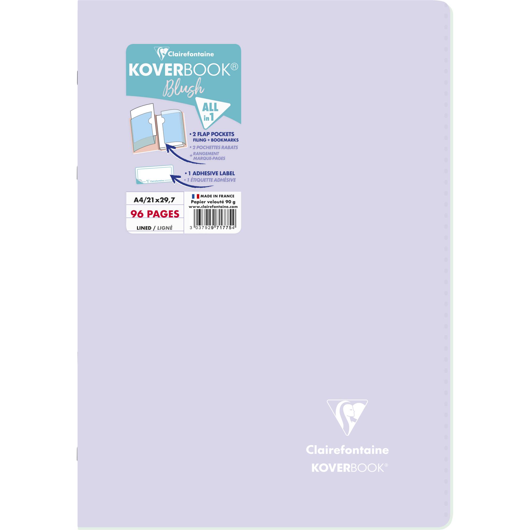 Clairefontaine 5x Koverbook Heft A4 48 Blatt Flieder/limettengrün 971775C