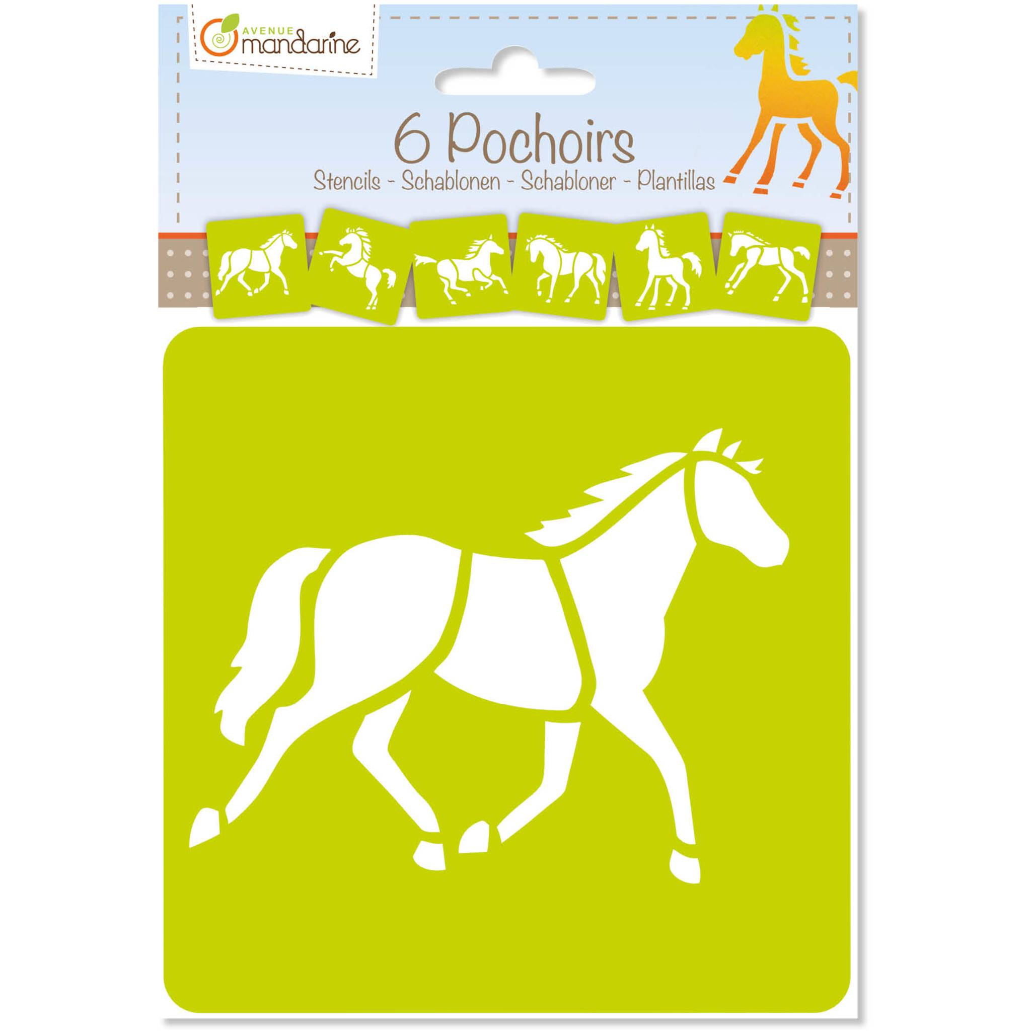 Avenue Mandarine 3x 6-teiliges Schablonenset für Kinder, Pferde - Orange 42644O