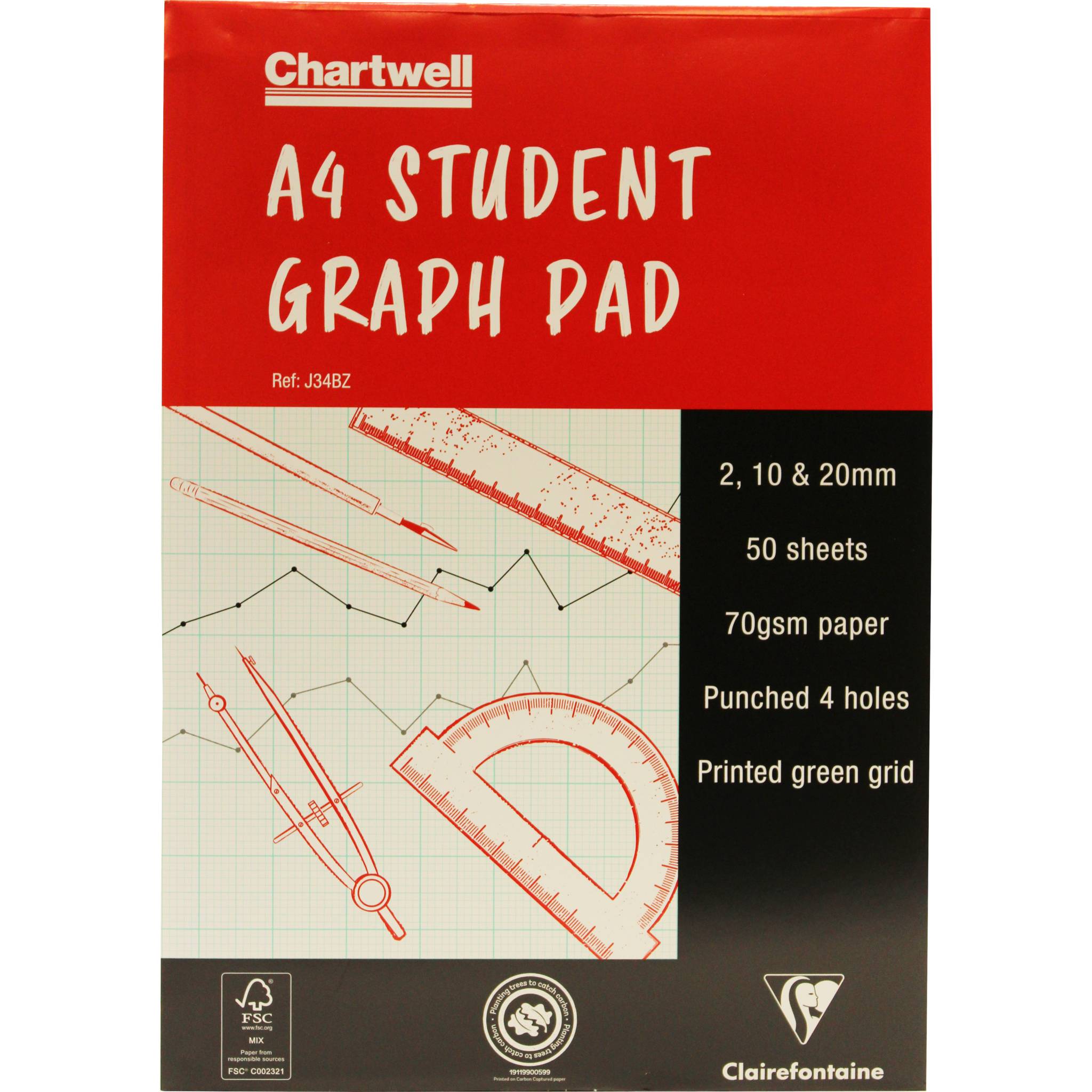 Clairefontaine 10x Pack. 50 Blatt Millimieterpapier A4 2,10 ,20mm J34BZ