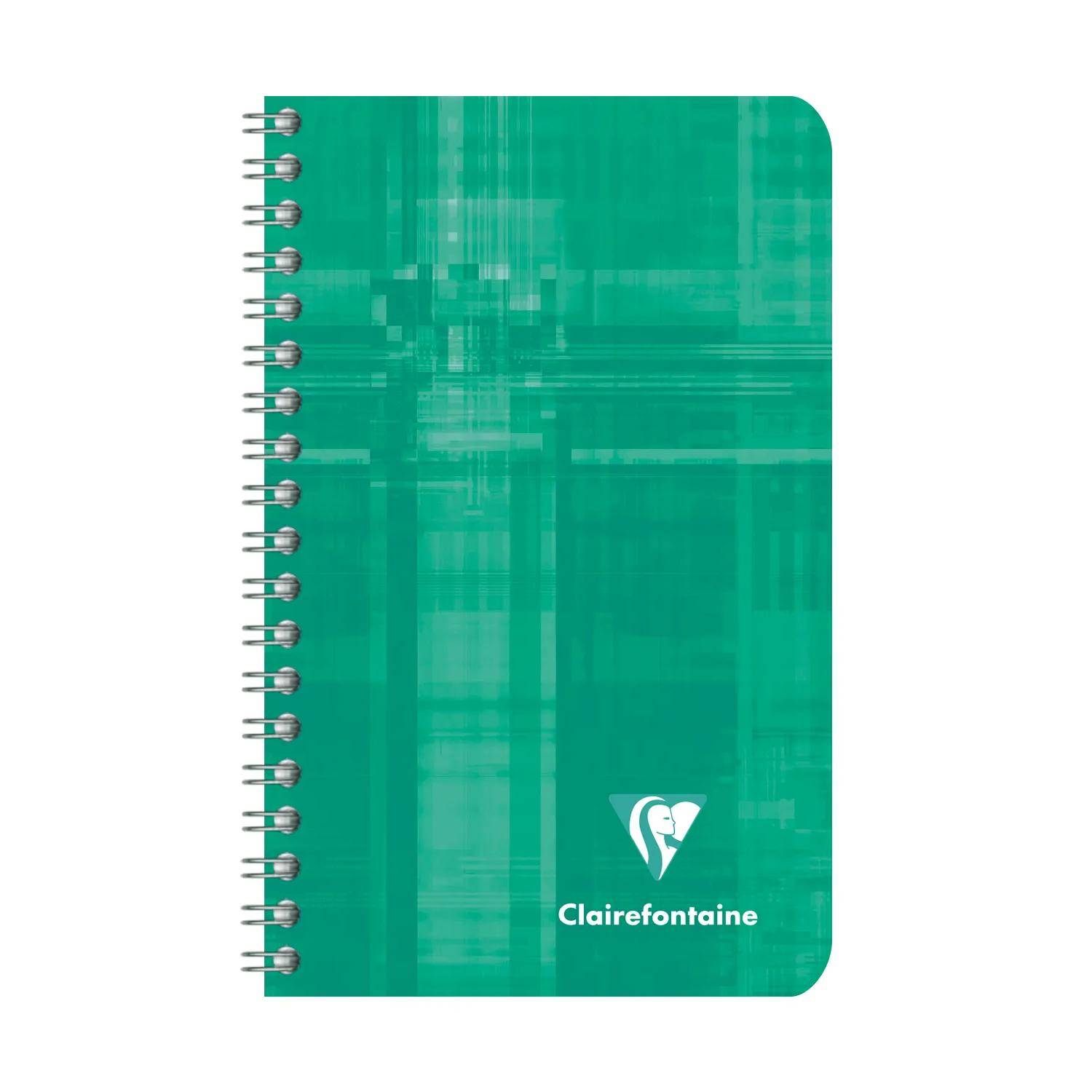 Grünes Spiralblock-Notizbuch mit Clairefontaine-Logo auf dem Umschlag