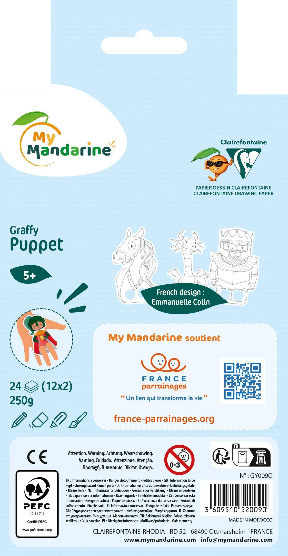 Avenue Mandarine 5x Graffy Puppet, Drachen und Ritter - Gelb GY009O