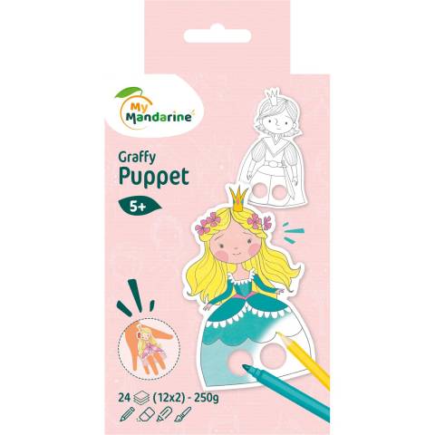 Avenue Mandarine 5x Graffy Puppet, Prinz und Prinzessin - Blau GY008O