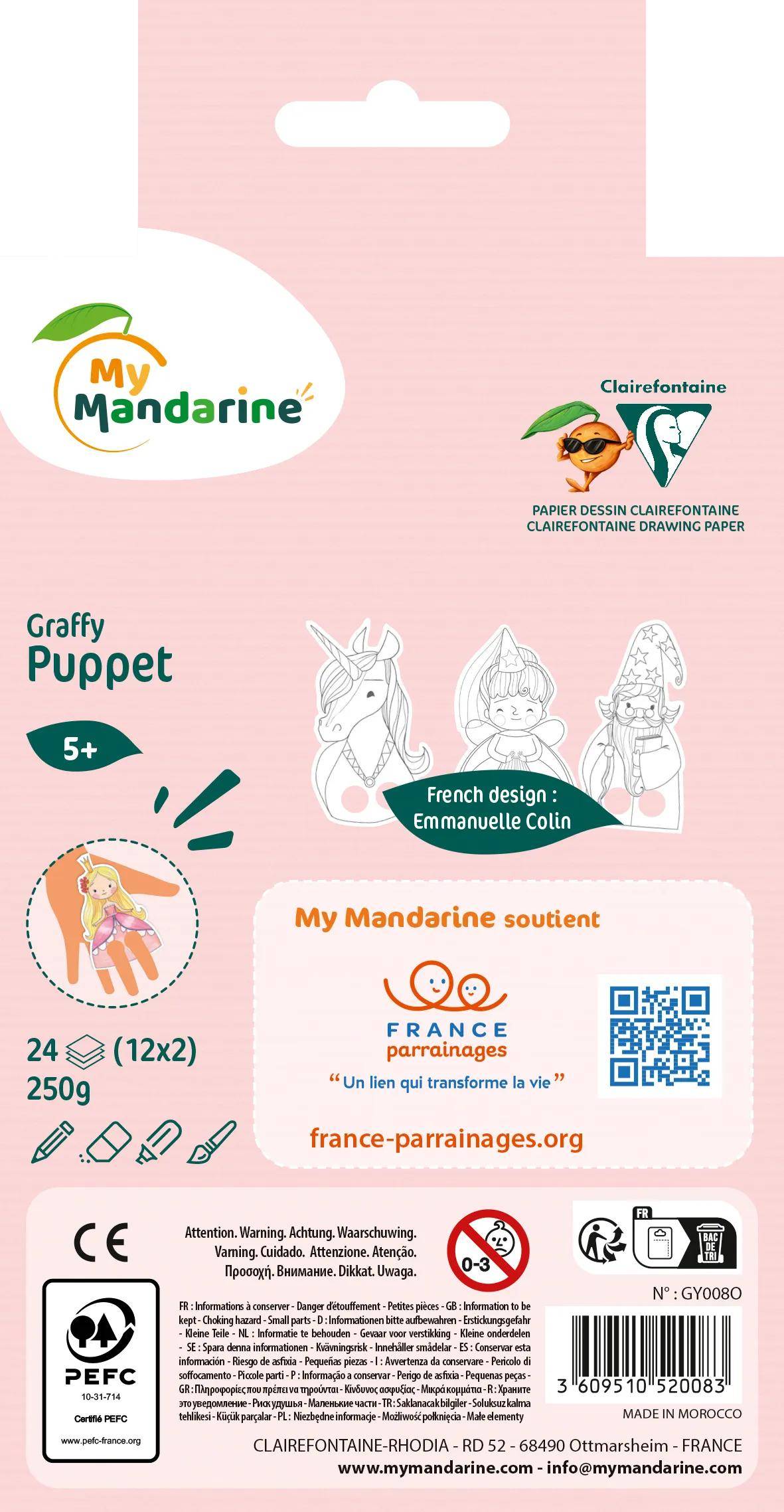 Avenue Mandarine 5x Graffy Puppet, Prinz und Prinzessin - Blau GY008O