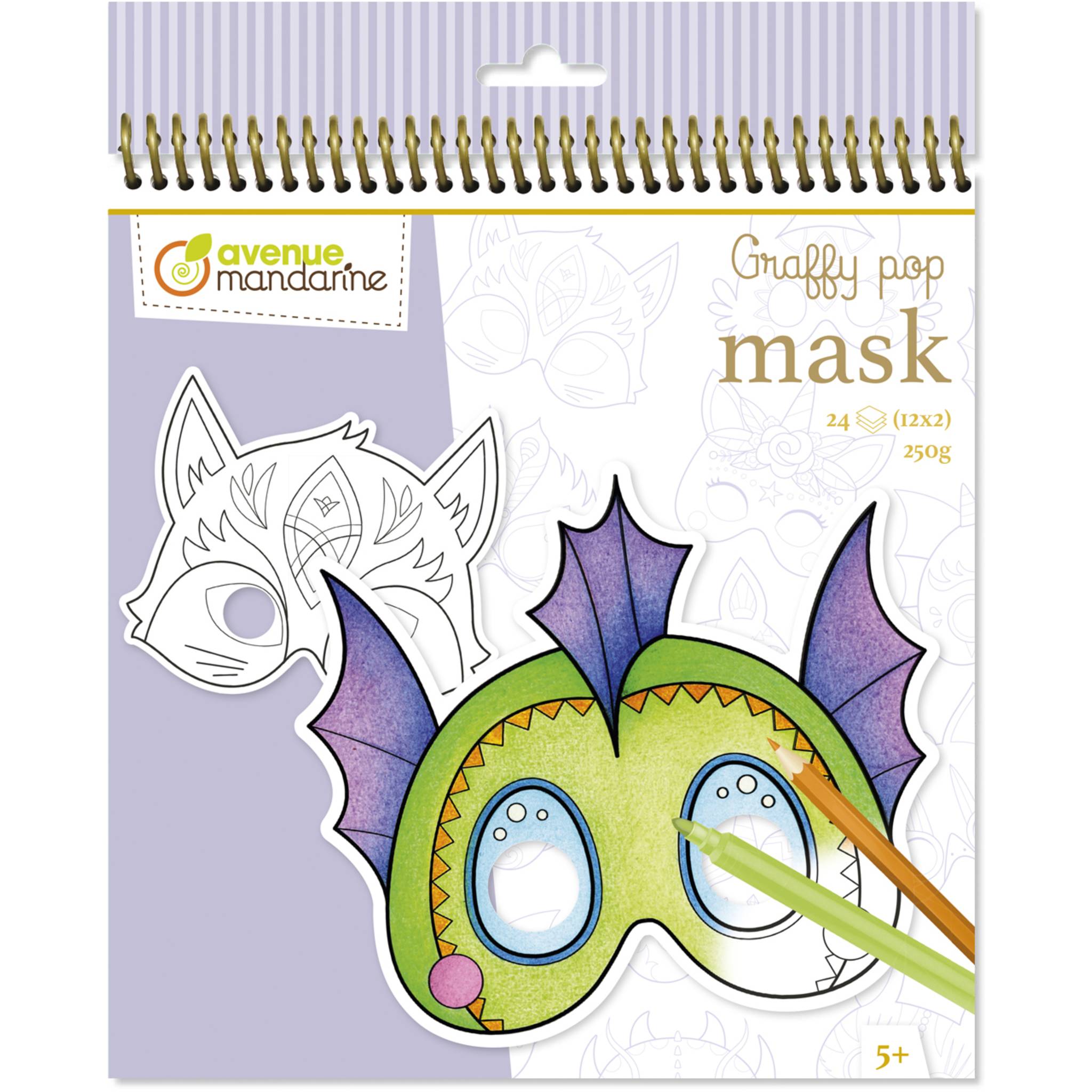 Avenue Mandarine 5x Graffy Pop Mask, Fantastische Tierwesen - Violett GY138C