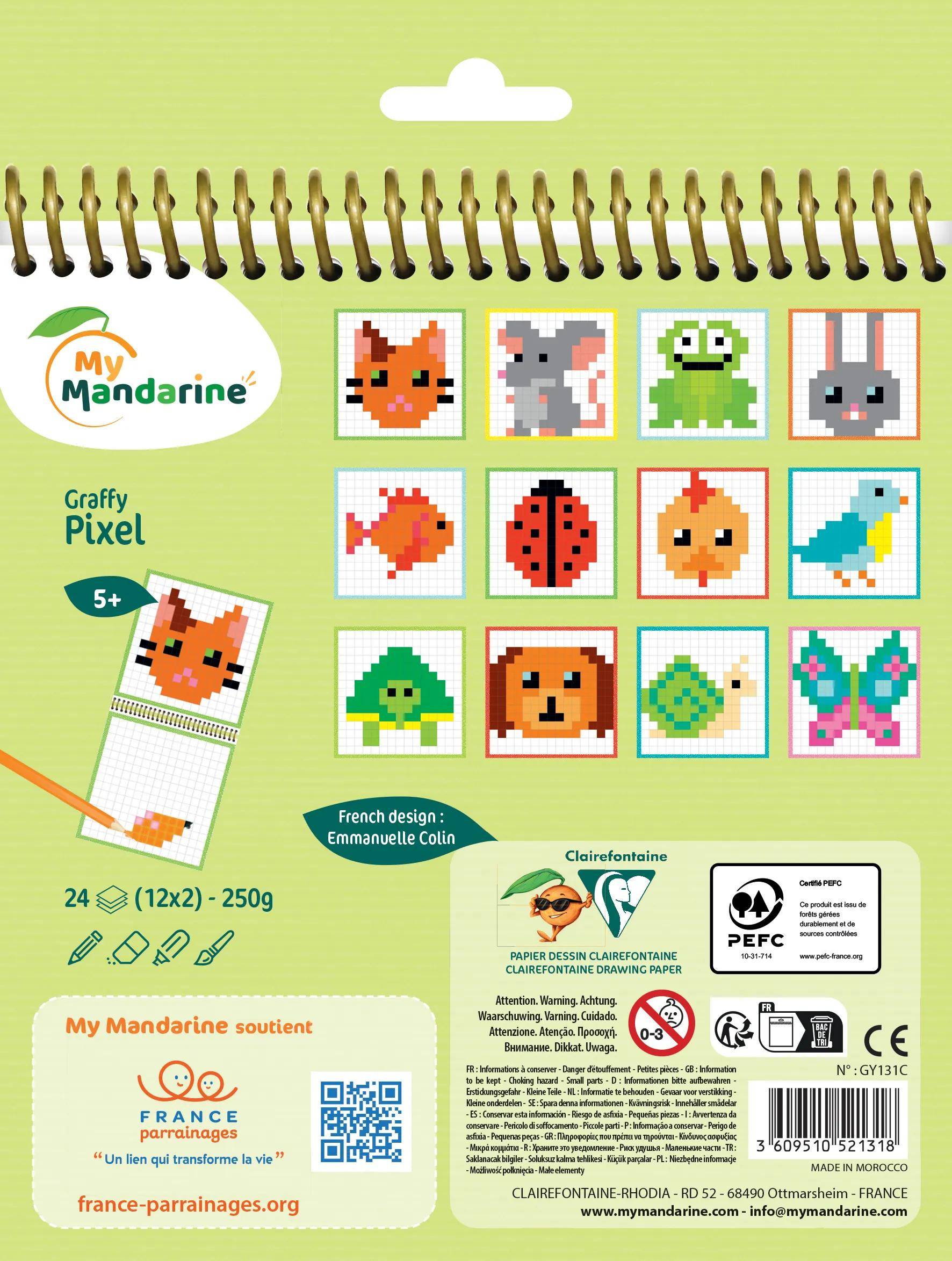 Avenue Mandarine 5x Graffy Pixel, Haustiere - Mehrfarbig GY131C