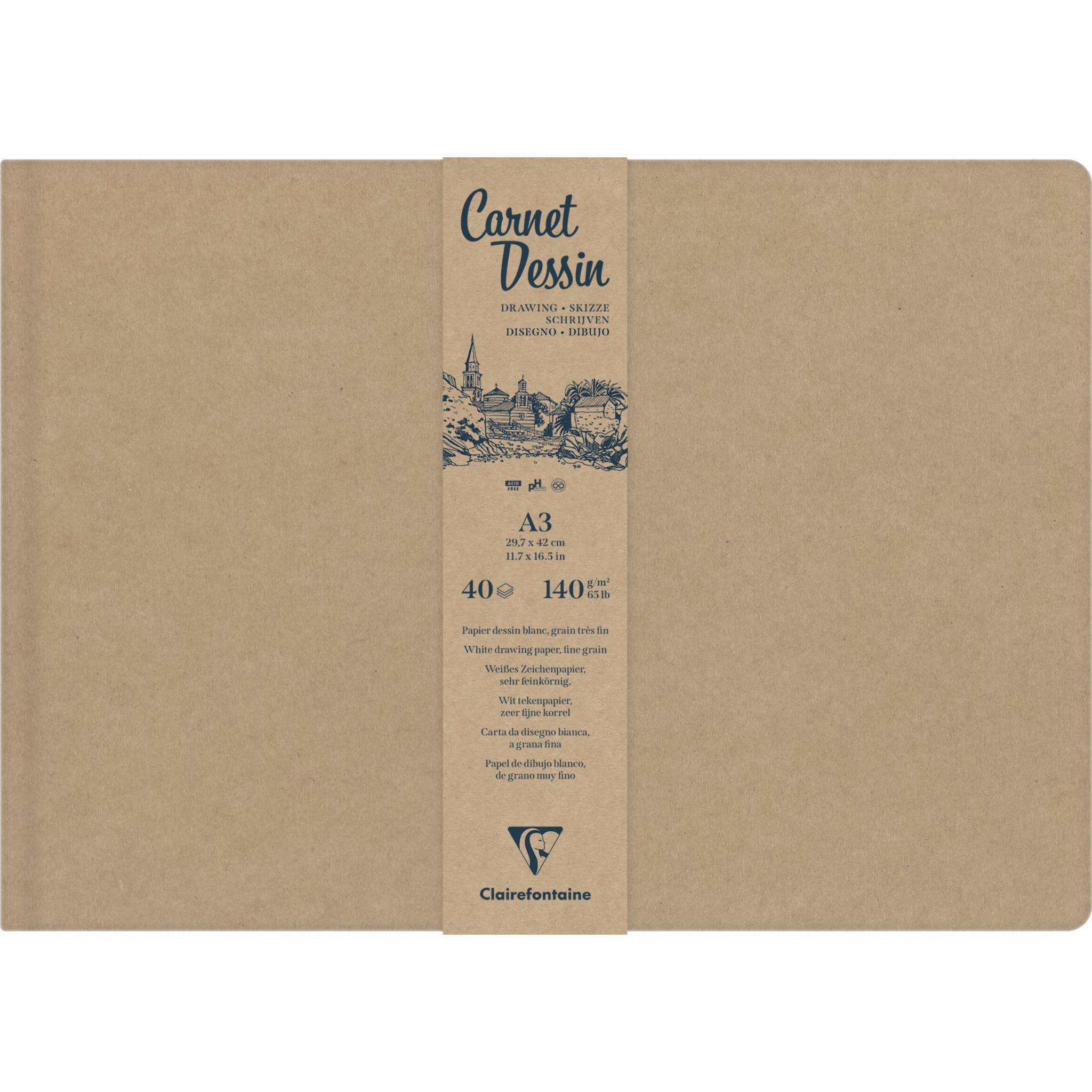 Clairefontaine 2x Zeichenbuch A4 Fadenbindung, 40 Bl 140g Kartonbraun 975964C