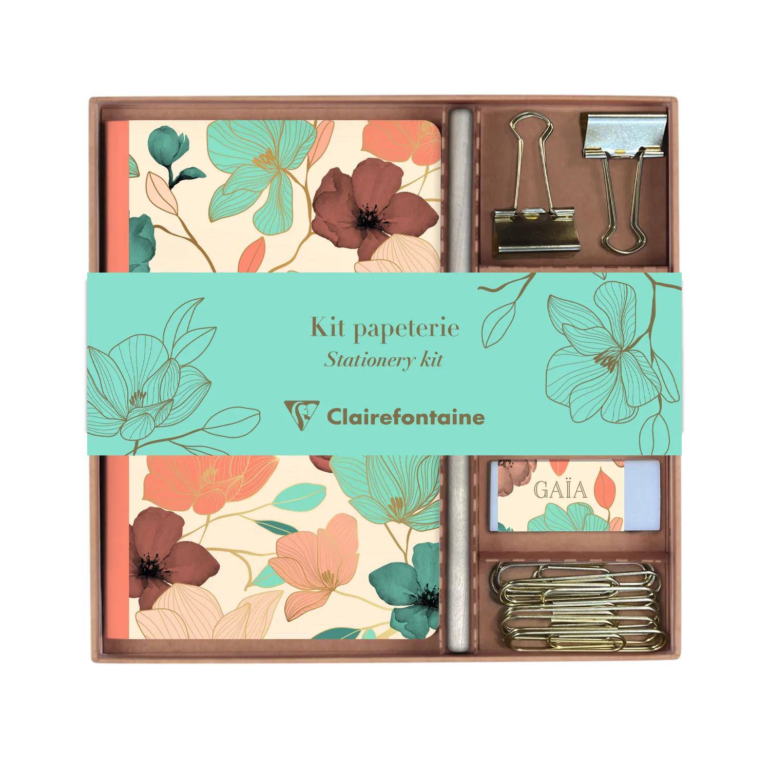 Clairefontaine 3x Set Notizbuch, Bleistift Briefklemmern 10 Büroklammern 116257C