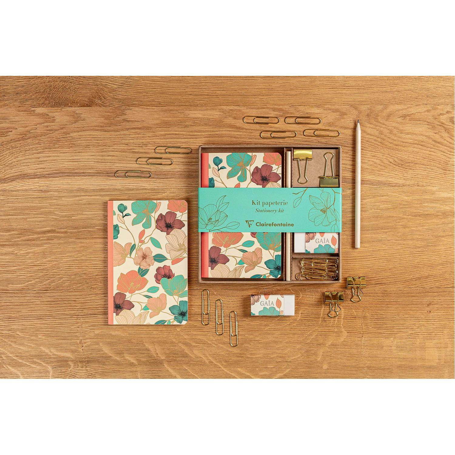 Clairefontaine 3x Set Notizbuch, Bleistift Briefklemmern 10 Büroklammern 116257C