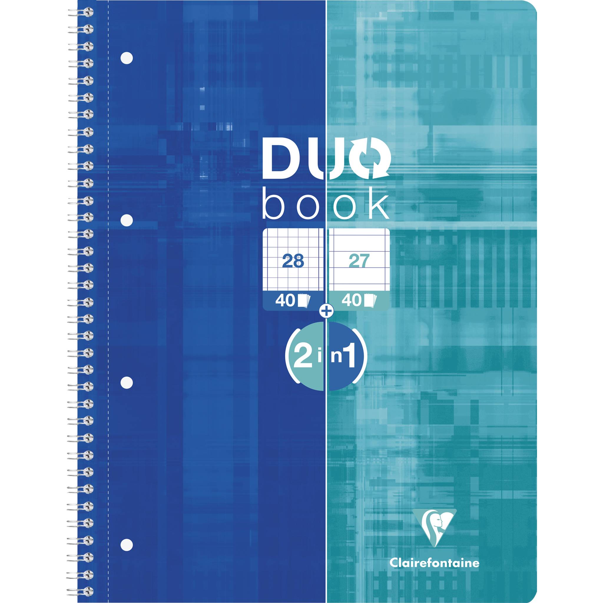Clairefontaine 5x DUO book Collegeblock A4+ 40 Bl kariert + 40 Blatt Lin. 82578C