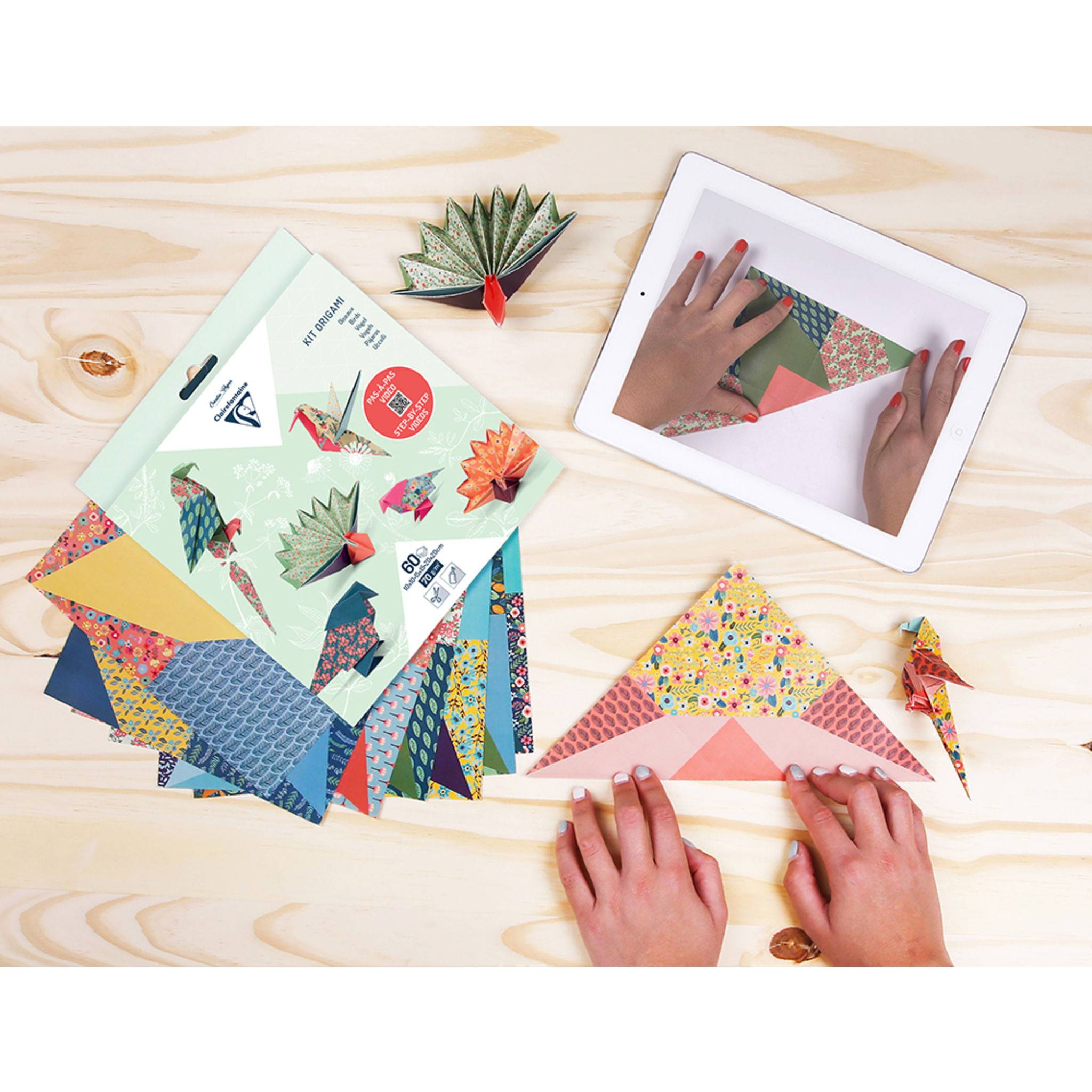 Clairefontaine 5x Origamiset Pack. 60 Blatt 3 Formate Vögel Mehrfarbig 95382C