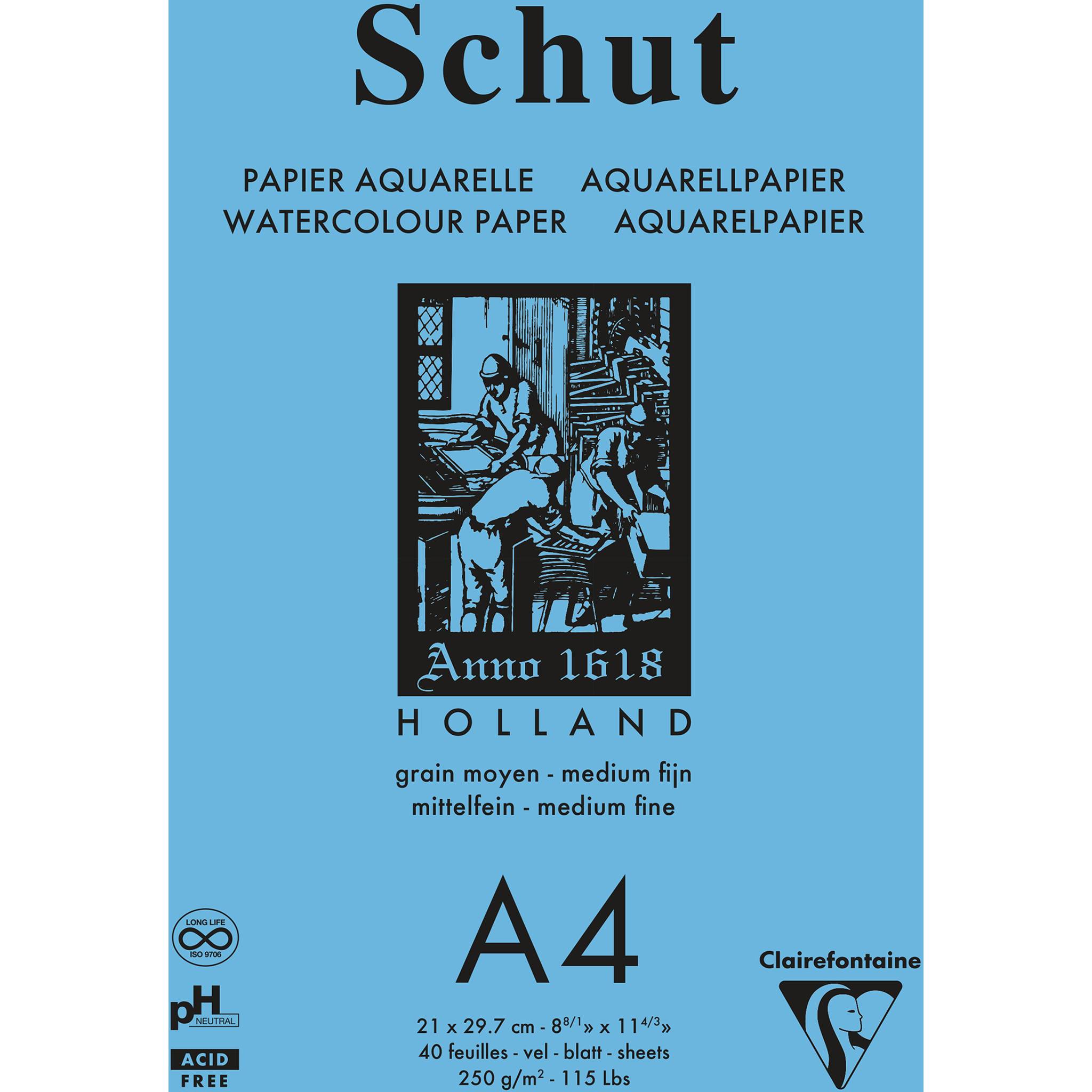 Clairefontaine 5x Aquarellblock A4 40 Blatt weiß telfeine Körnung SCH11854C