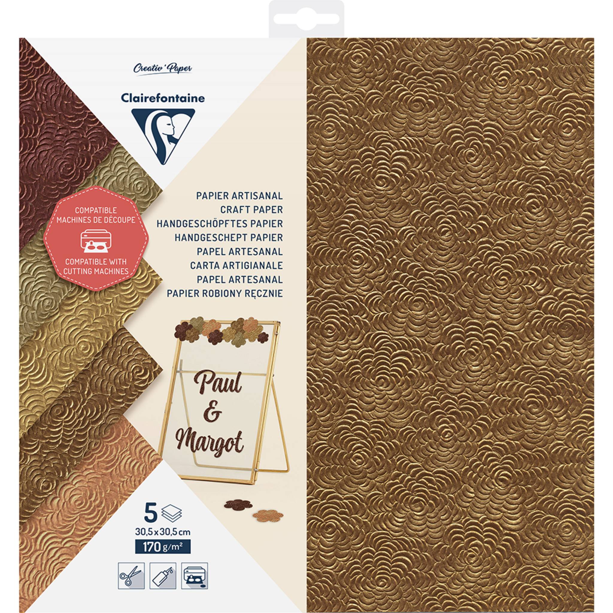 Clairefontaine 5x Handge Papier 5Bl 30,5x30,5 170g - 95738C