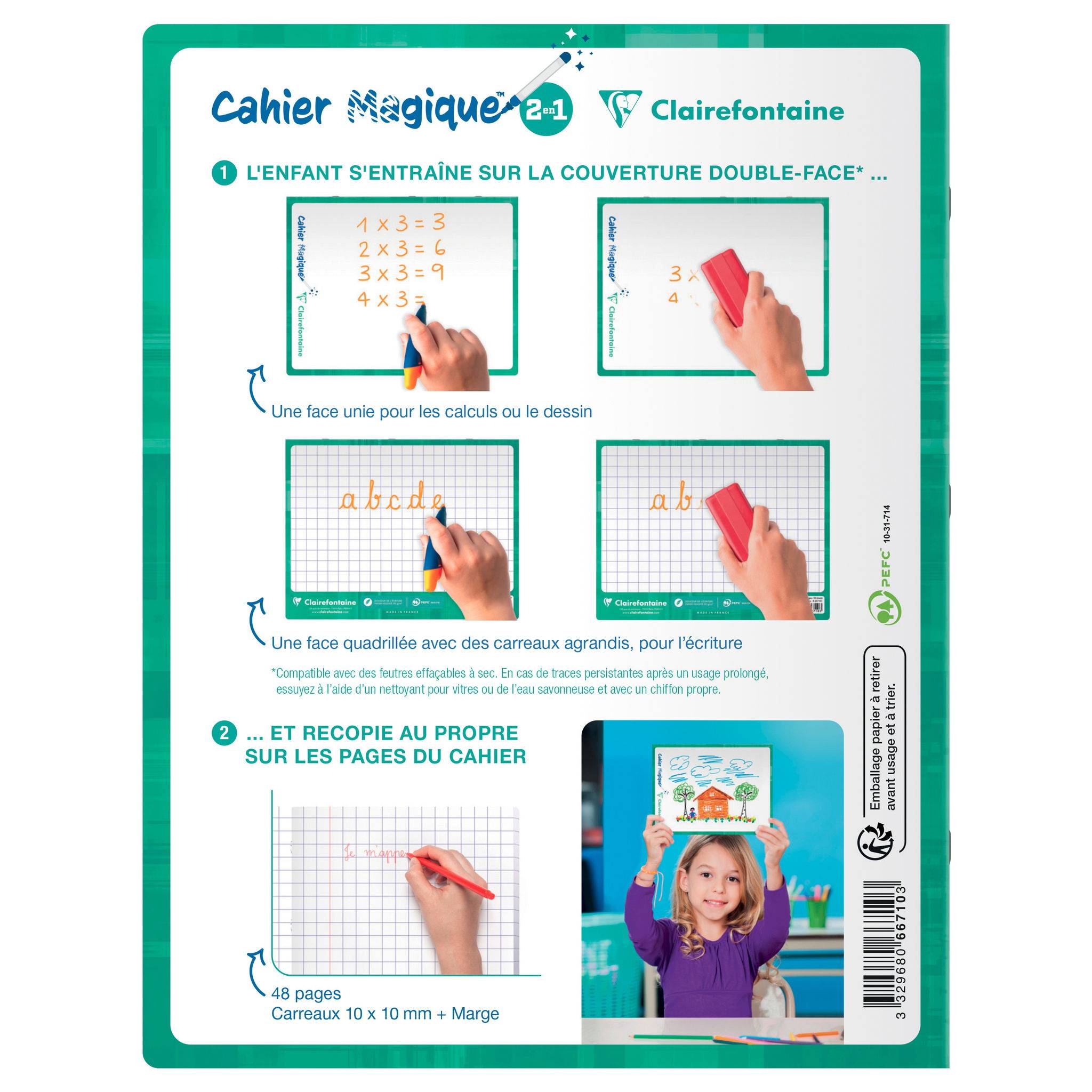 Clairefontaine 10x doppelseitig Schiefereinband 17x22cm 24Bl Smaragdgrün 66710C