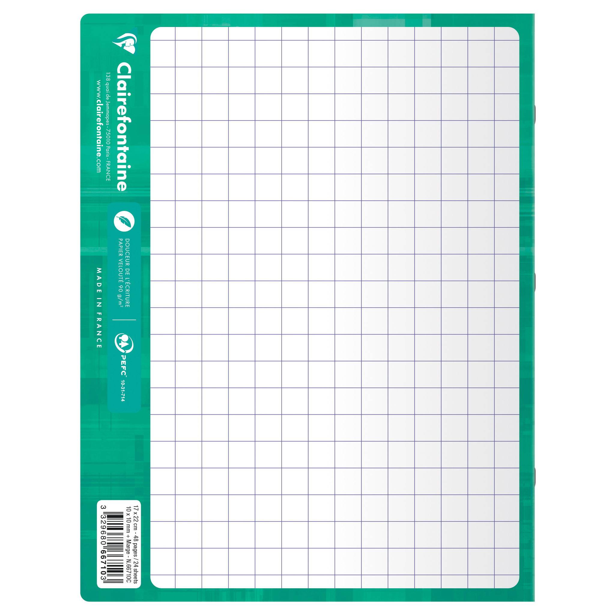 Clairefontaine 10x doppelseitig Schiefereinband 17x22cm 24Bl Smaragdgrün 66710C