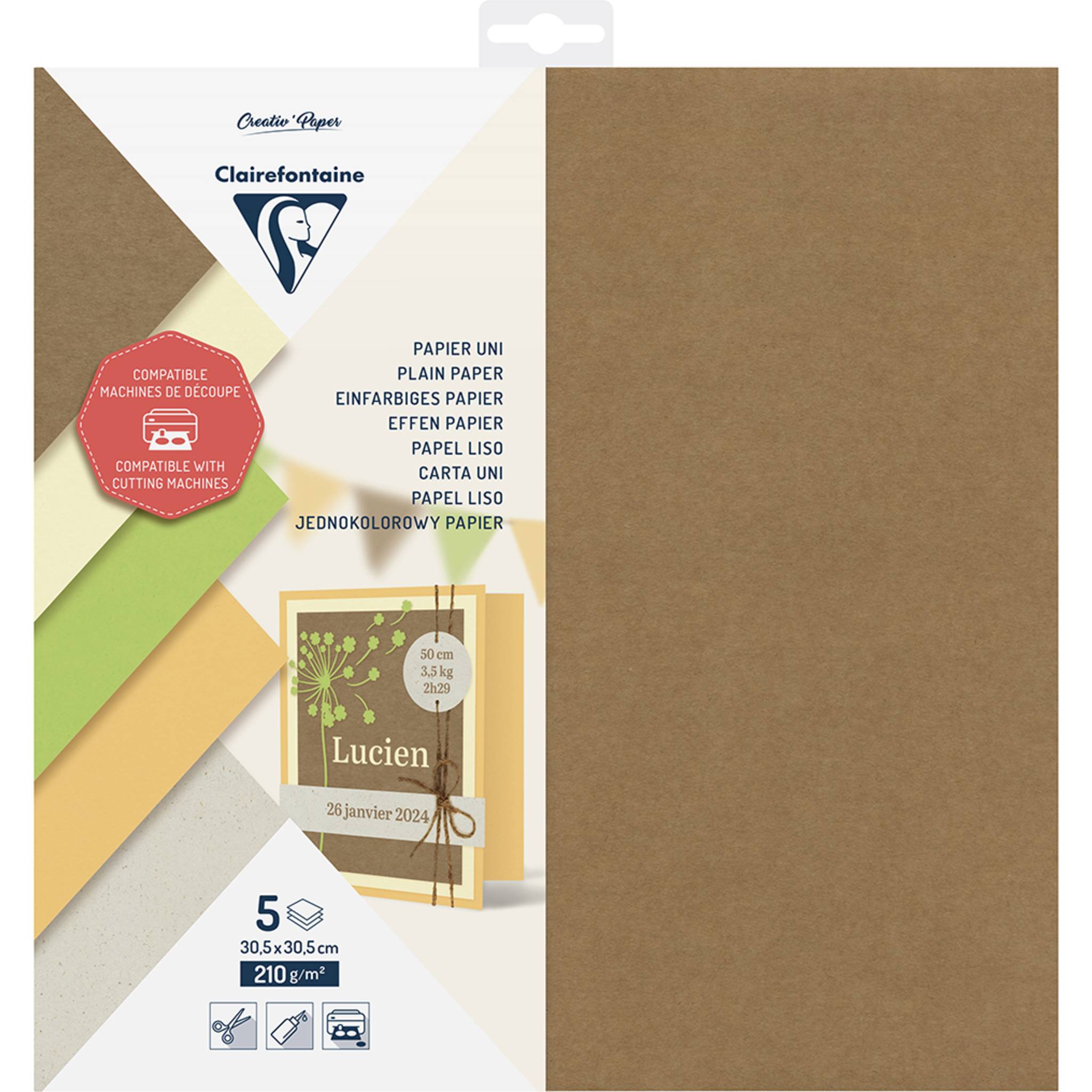 Clairefontaine 5x Papier blanko 5Bl 30,5x30,5 210g - 95739C