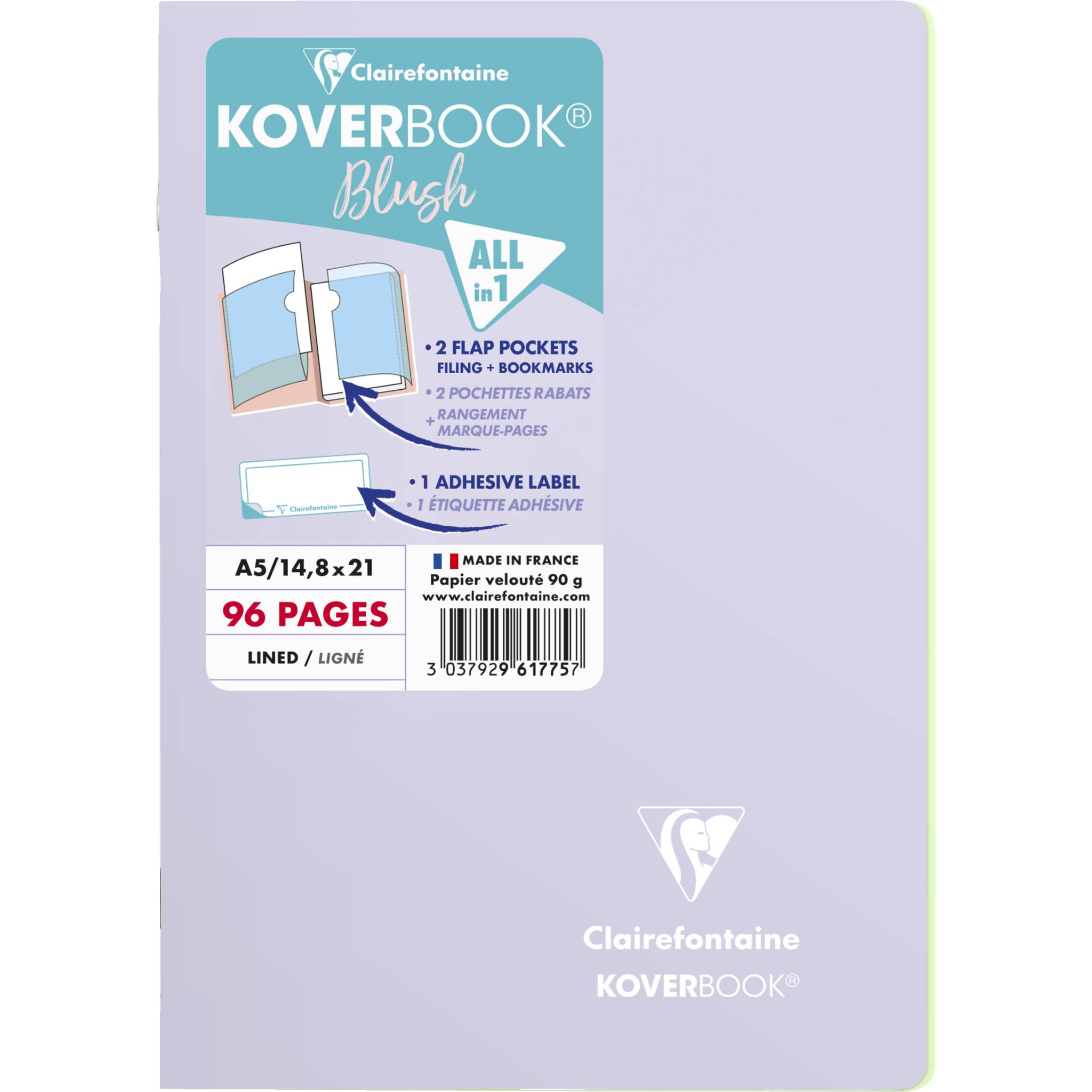 Clairefontaine 5x Koverbook Heft A5 48 Blatt Flieder/limettengrün 961775C