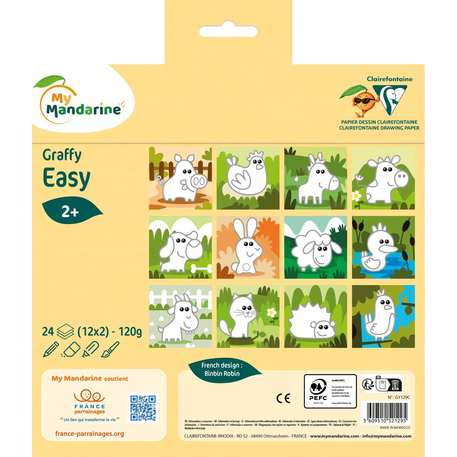 Avenue Mandarine 5x Graffy Easy, Tiere auf dem Bauernhof - Gelb GY129C