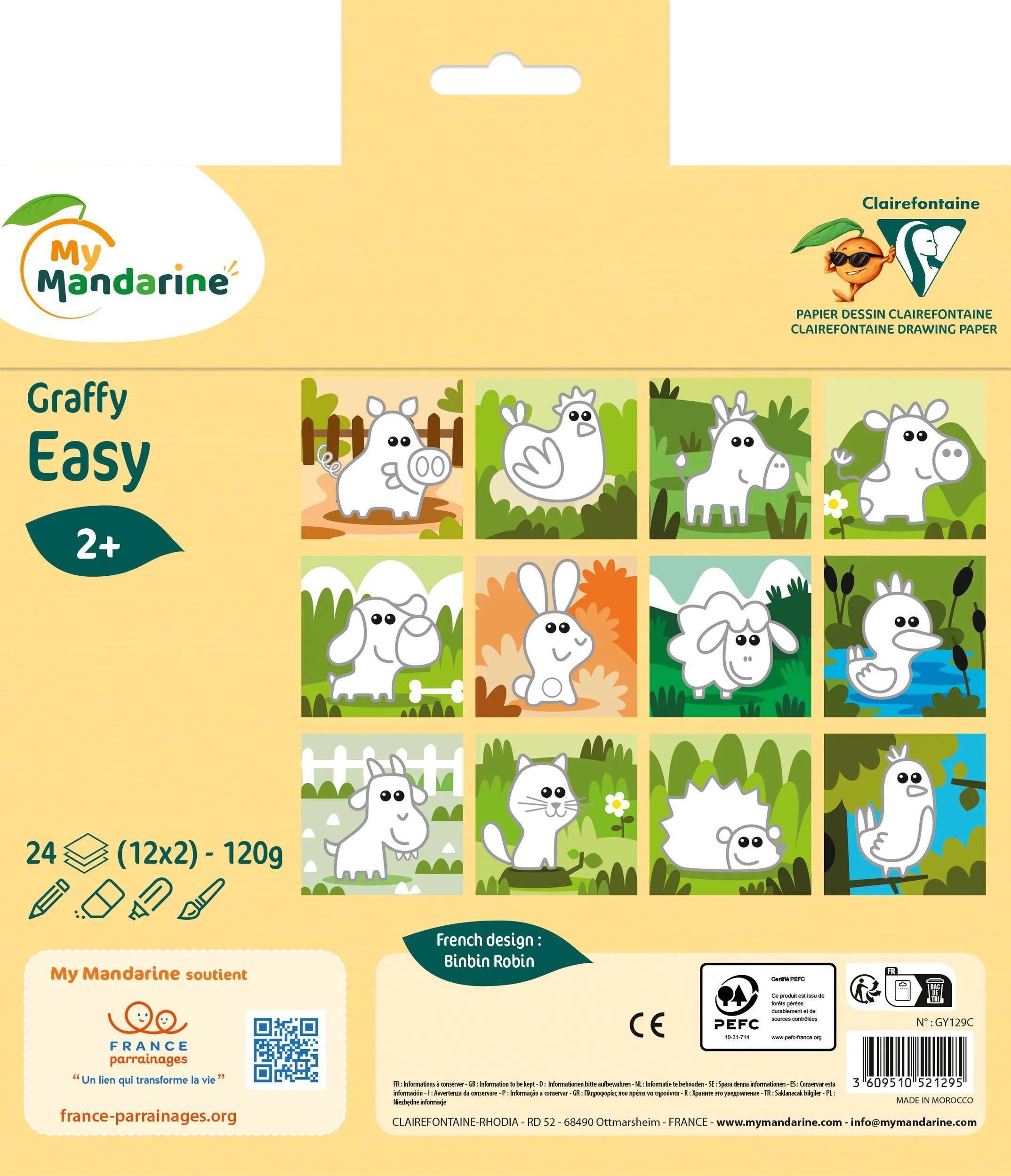 Avenue Mandarine 5x Graffy Easy, Tiere auf dem Bauernhof - Gelb GY129C